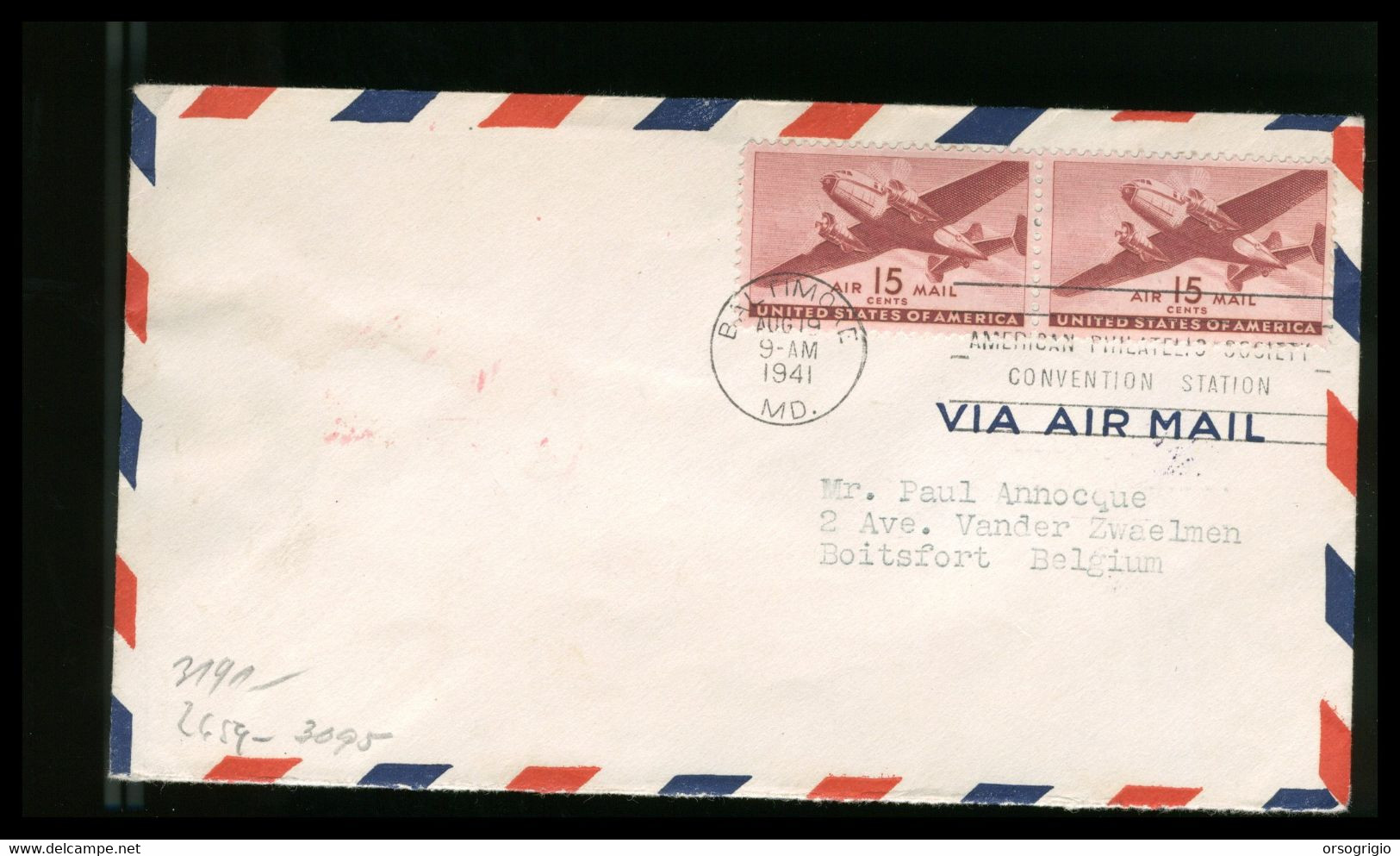 USA - FDC 1941 - AIR MAIL 15 Cents   Regular Air Mail Series  -  Con Fascetta Di Censura Di " Geoffnet " -  WWII Occupaz - 1941-1950