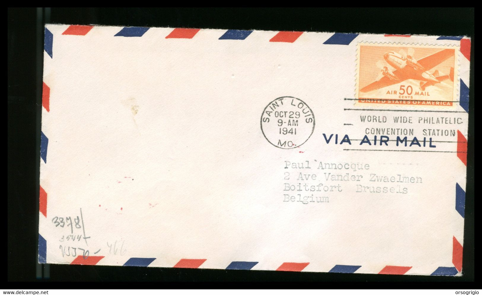 USA - FDC 1941 - AIR MAIL 50 Cents   Regular Air Mail Series  -  Con Fascetta Di Censura Di " Geoffnet " -  WWII Occupaz - 1941-1950