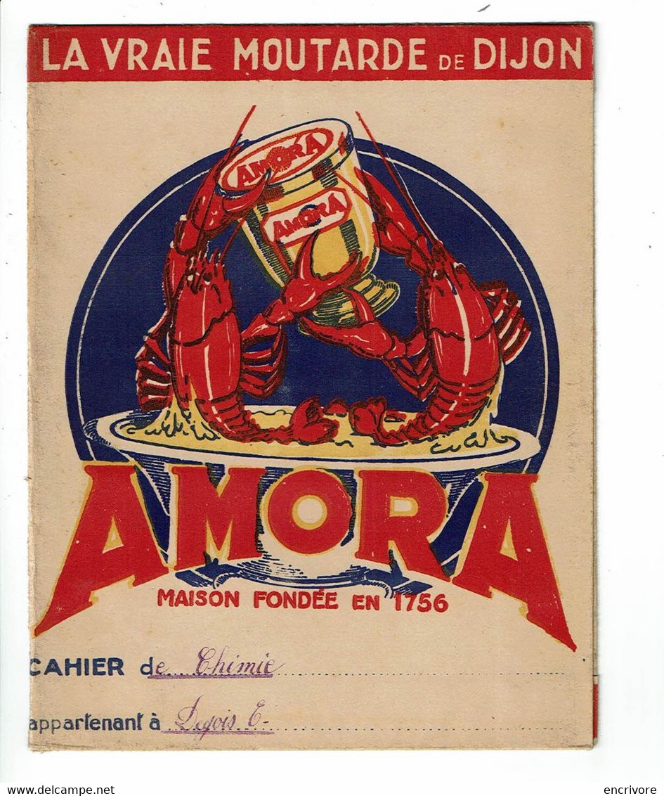 Protège Cahier AMORA La Vraie Moutarde De Dijon 2 Homards Bizouard - Mostard