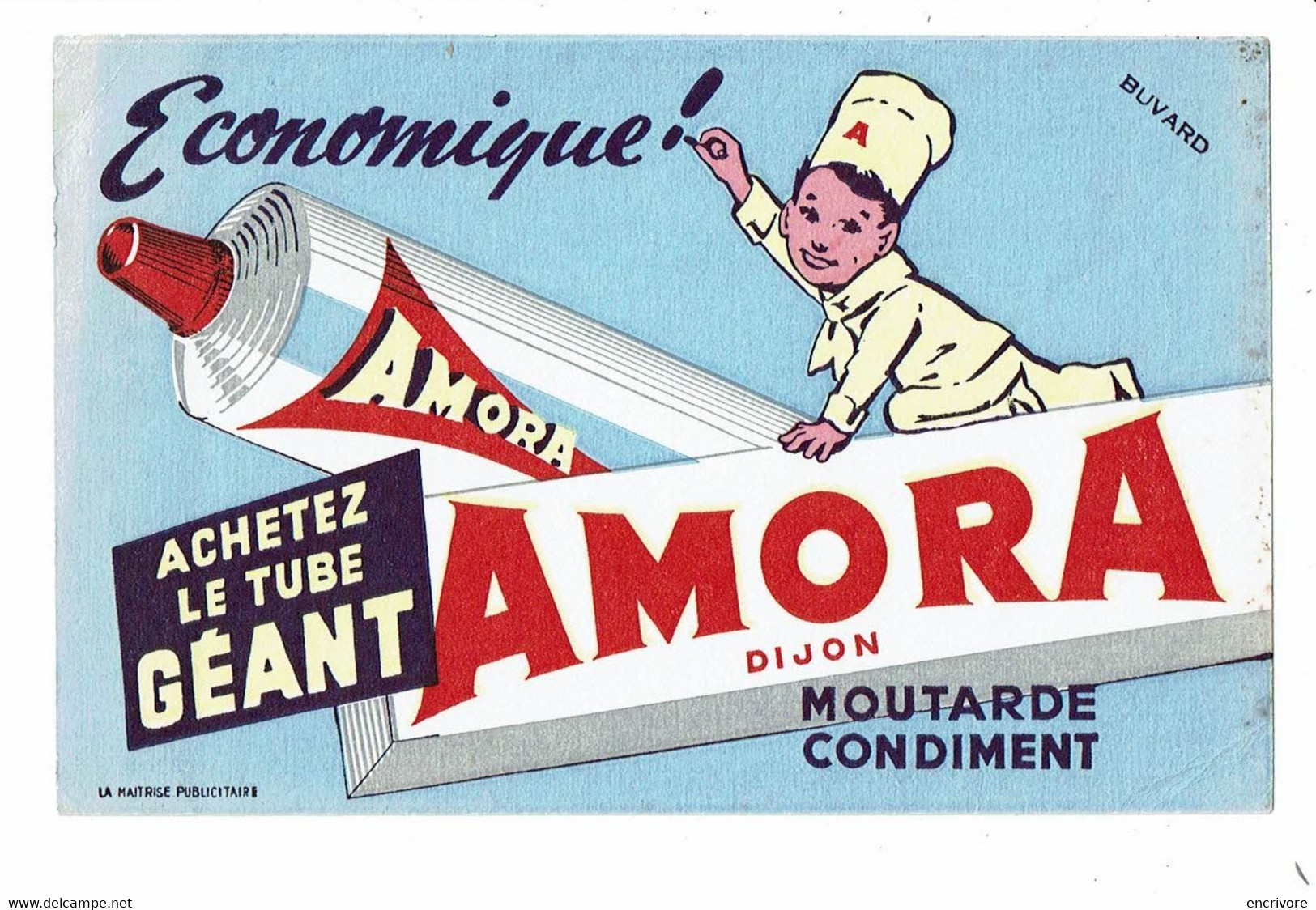 Buvard AMORA La Moutarde Condiment De Dijon Son Tube Géant - Mostard