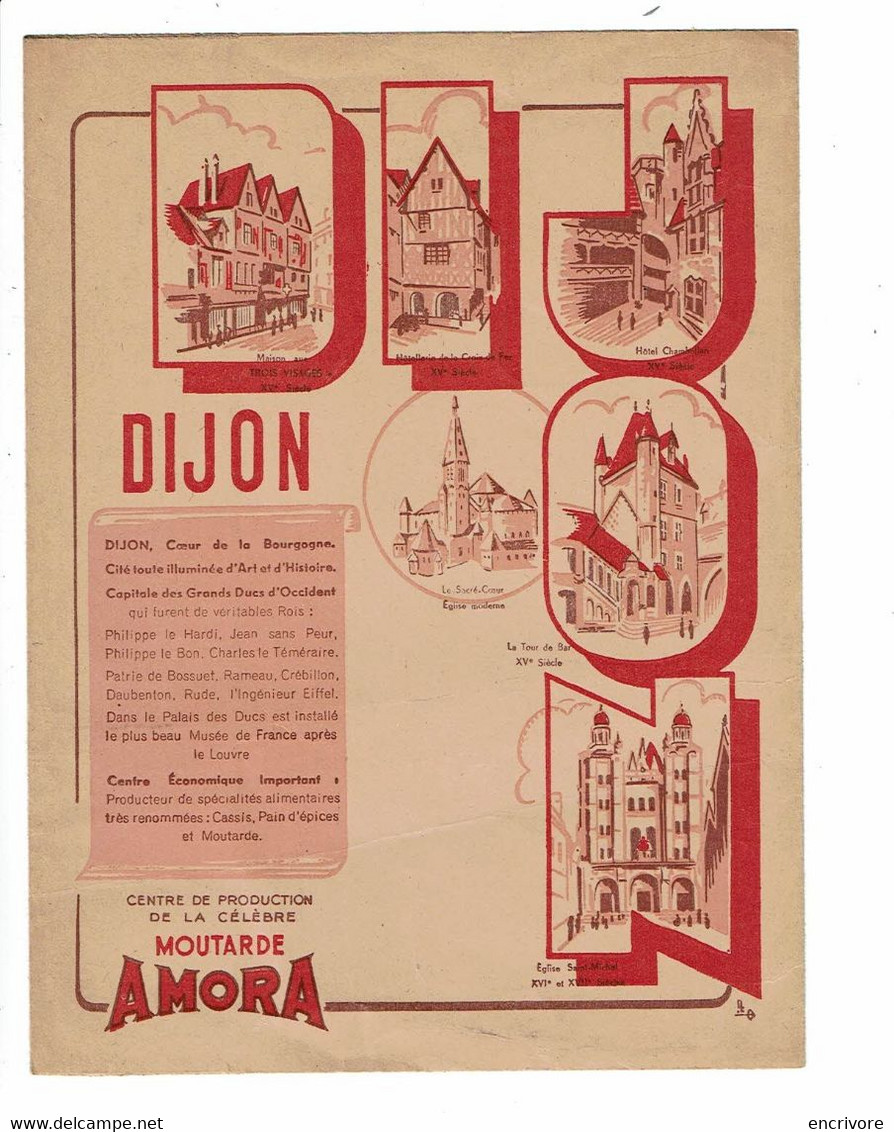 Protège Cahier + Buvard AMORA La Moutarde  De Dijon Tour Du Guet De Philippe Le Bon - Mosterd