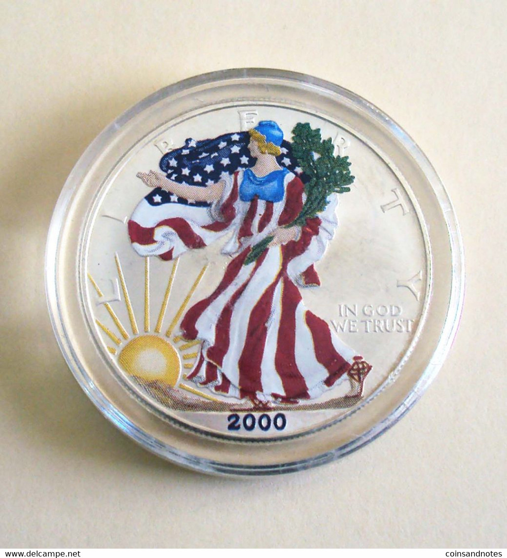 USA 2000 - $1 Colored Silver Eagle - 1 Troy Oz - Uncirculated!! - Collezioni