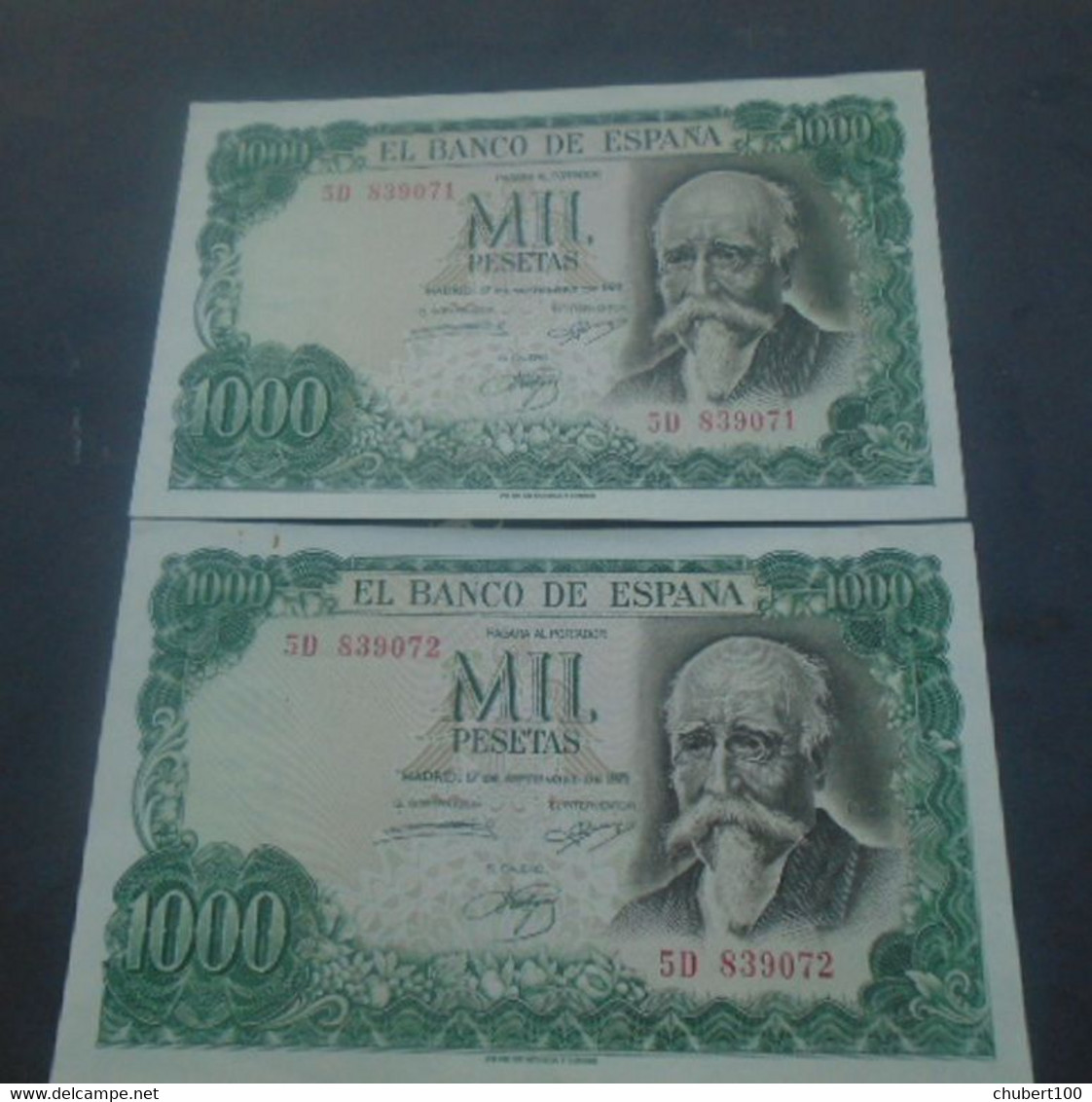 SPAIN , P 154, 1000 Pesetas , 1971 , AU + UNC  Presque Neuf,  2 Notes - 1000 Pesetas