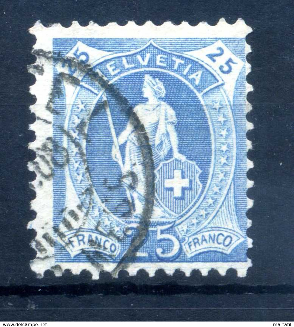 1905-06 SVIZZERA N.94a USATO 25 Azzurro - Gebruikt