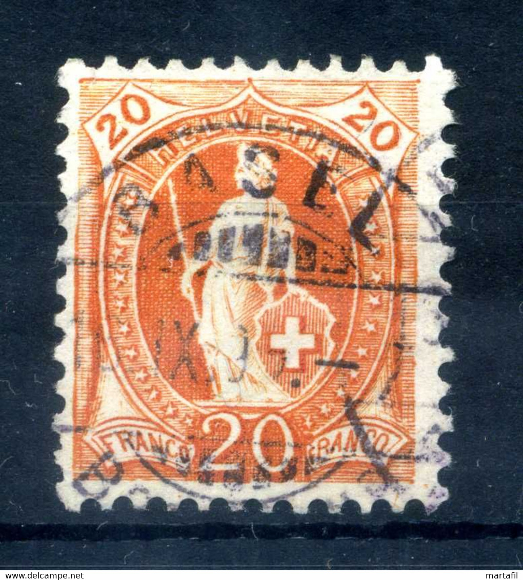 1882 SVIZZERA N.71 USATO 20 Arancio - Gebruikt