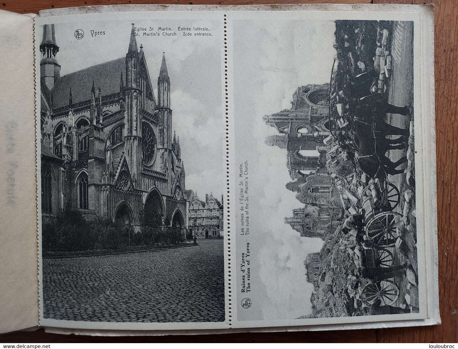 YPRES AVANT ET APRES LA DESTRUCTION ALBUM VUES 10 PAGES SOIT 20 CARTES PARFAIT ETAT