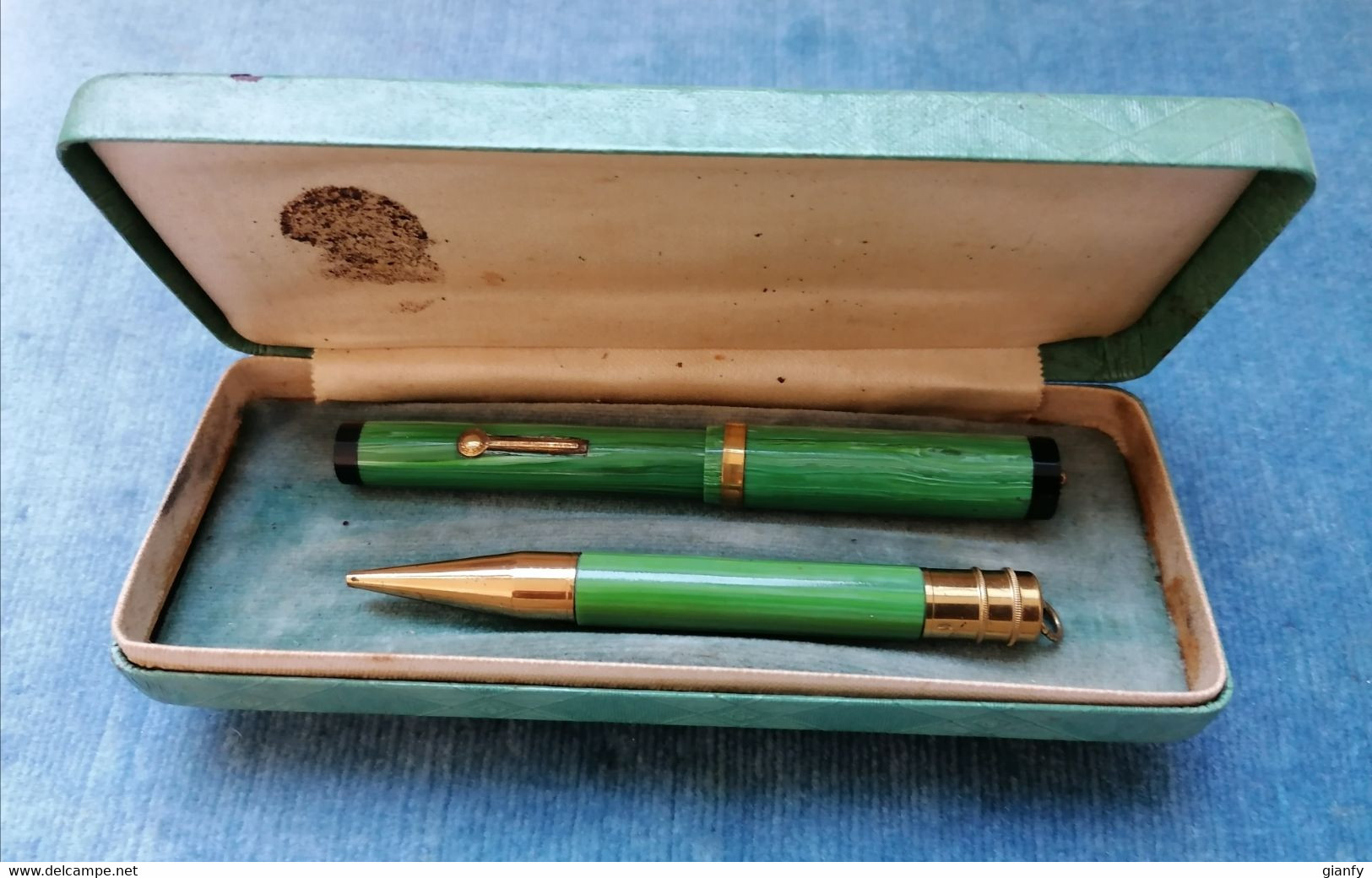 PENNA STILOGRAFICA & PORTAMINA KEYSTONE GIADA 1930 FOUNTAIN PEN & PENCIL SET - Stylos