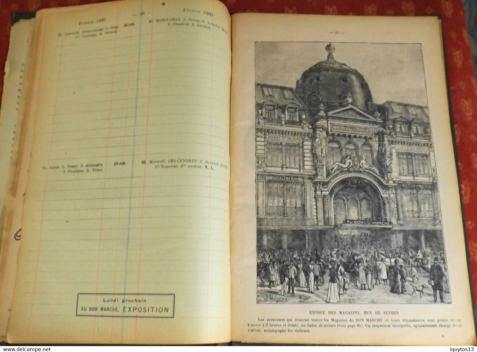 LE BON MARCHE -  Agenda-Buvard du bon marché 1900 - Plan de Paris à Ruban en BE