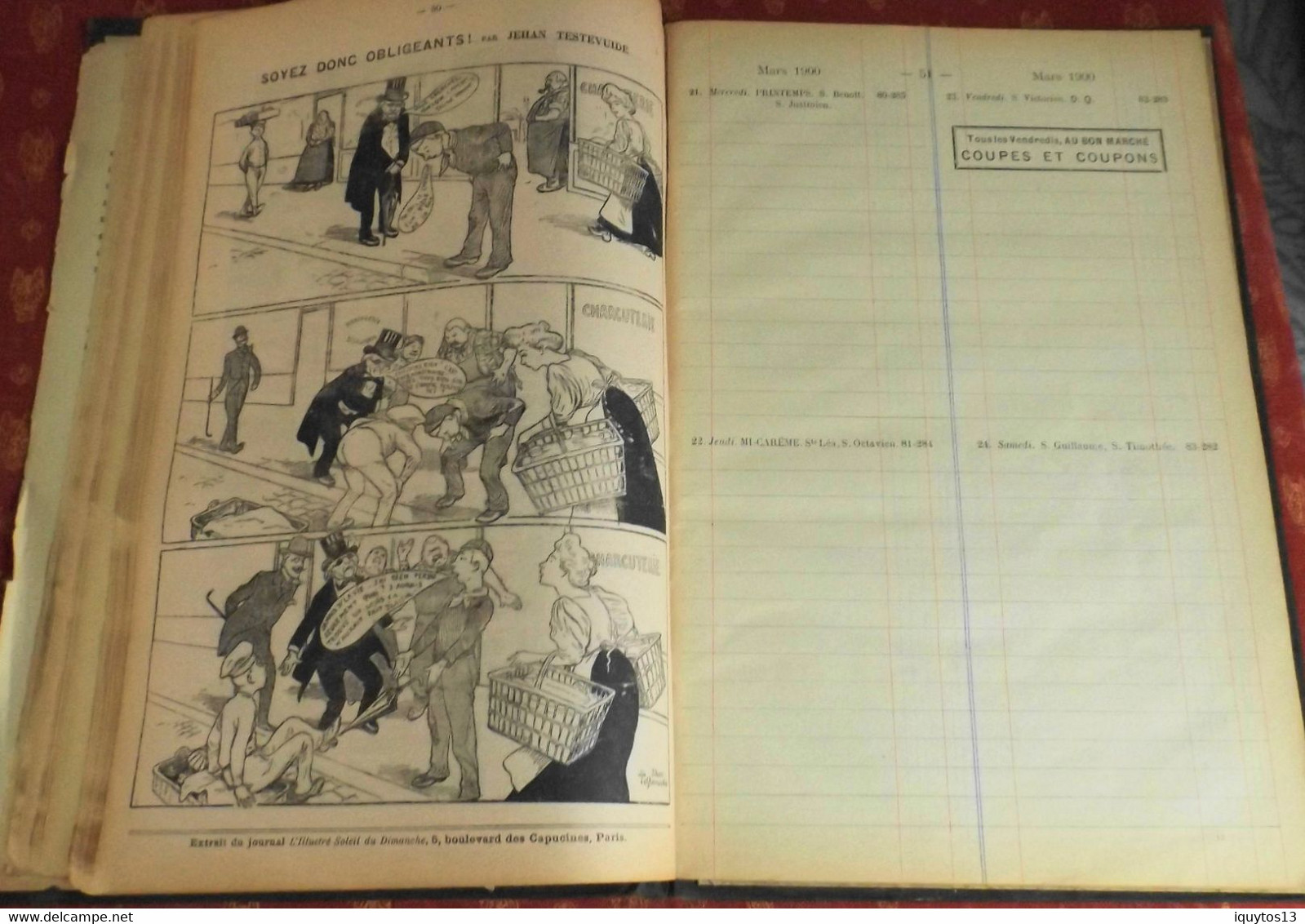 LE BON MARCHE -  Agenda-Buvard du bon marché 1900 - Plan de Paris à Ruban en BE