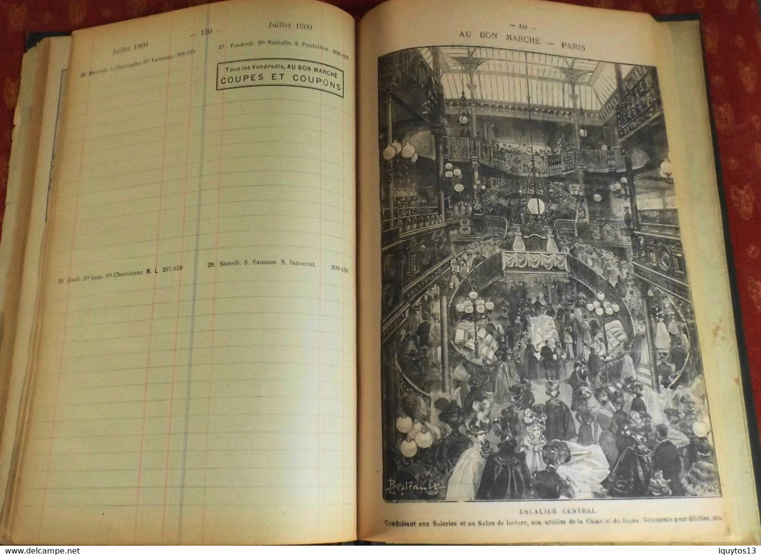 LE BON MARCHE -  Agenda-Buvard du bon marché 1900 - Plan de Paris à Ruban en BE