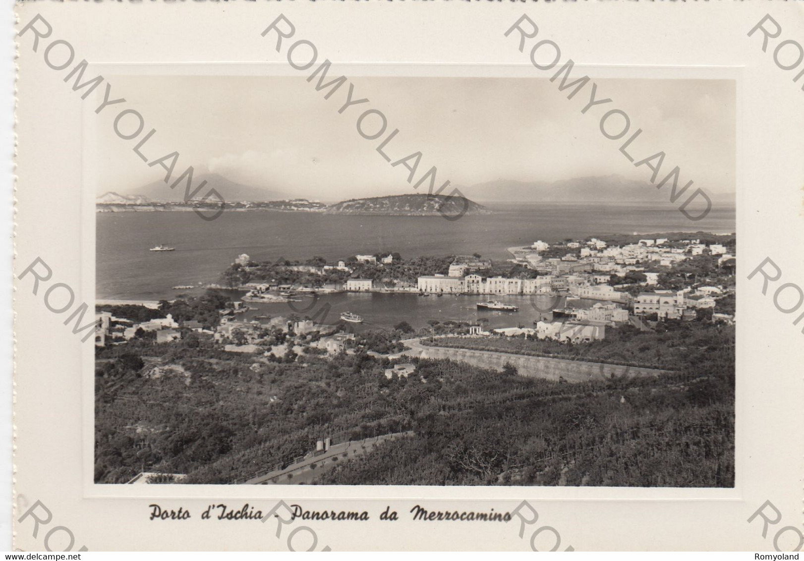 CARTOLINA  PORTO D"ISCHIA,GOLFO DI NAPOLI,CAMPANIA,PANORAMA DA MEZZOCAMINO,BELLA ITALIA,VACANZA,BARCHE,NON VIAGGIATA - Napoli