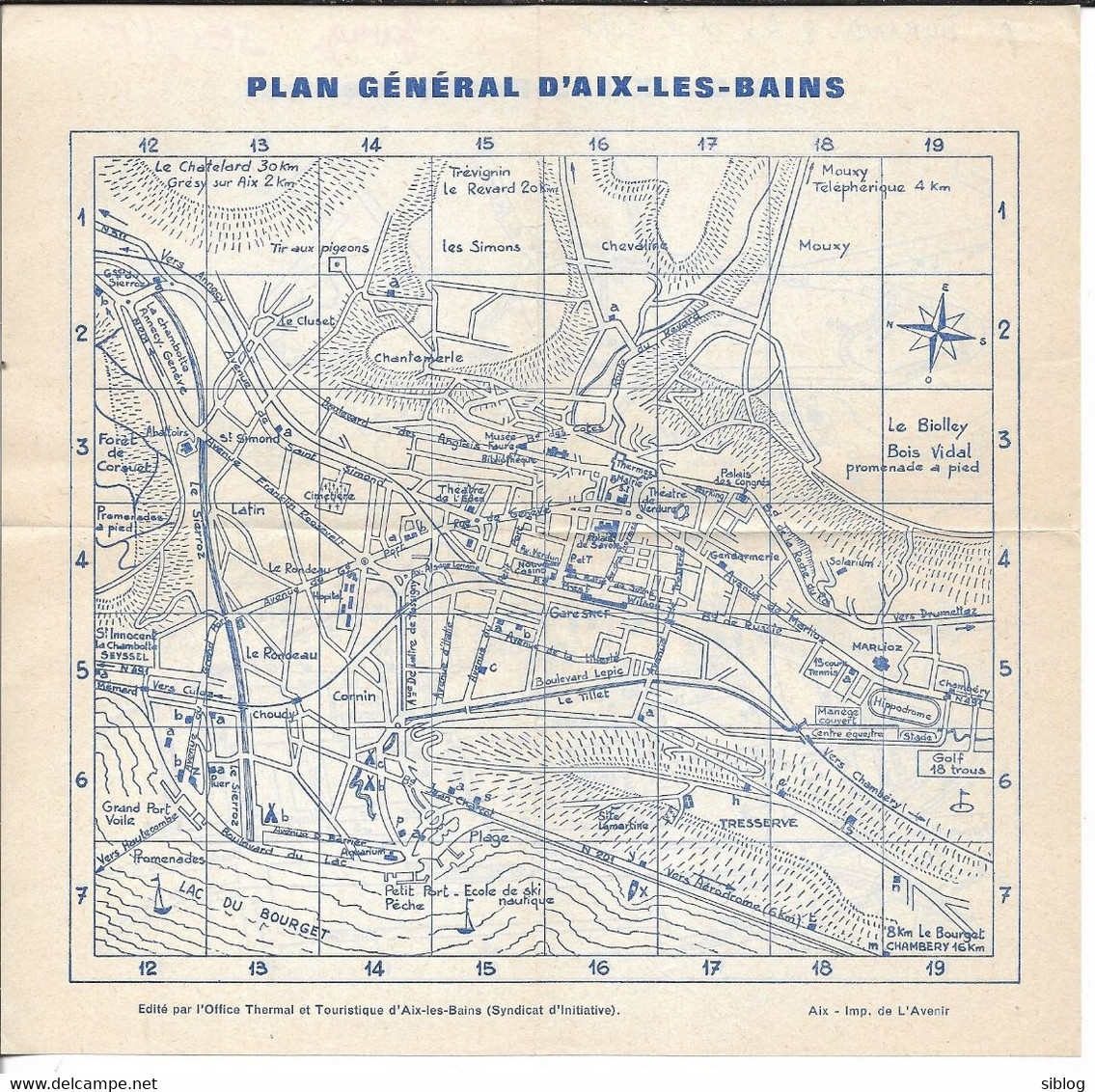 FEUILLET  - Plan D'AIX LES BAINS - Ft 21 X 20,5 Cm - Other Plans