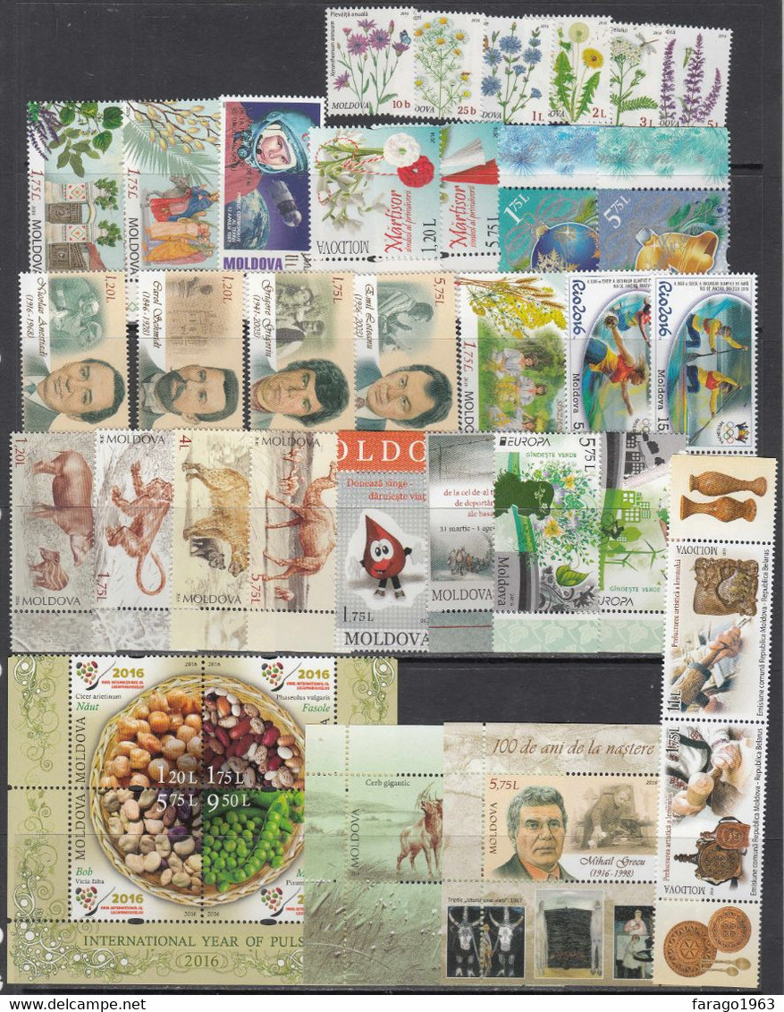 2016 Moldova Collection Of 34 Stamps + 6 Sheets MNH - Moldova