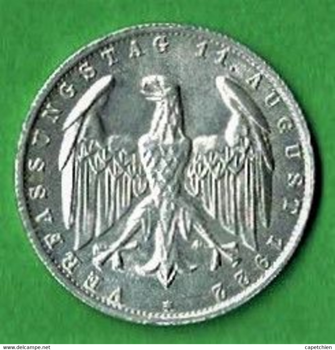 ALLEMAGNE / REPUBLIQUE DE WEIMAR / ANNIVERSAIRE DE LA CONSTITUTION / 3 MARK / 1922 J / ALU / ETAT SUP - 3 Mark & 3 Reichsmark