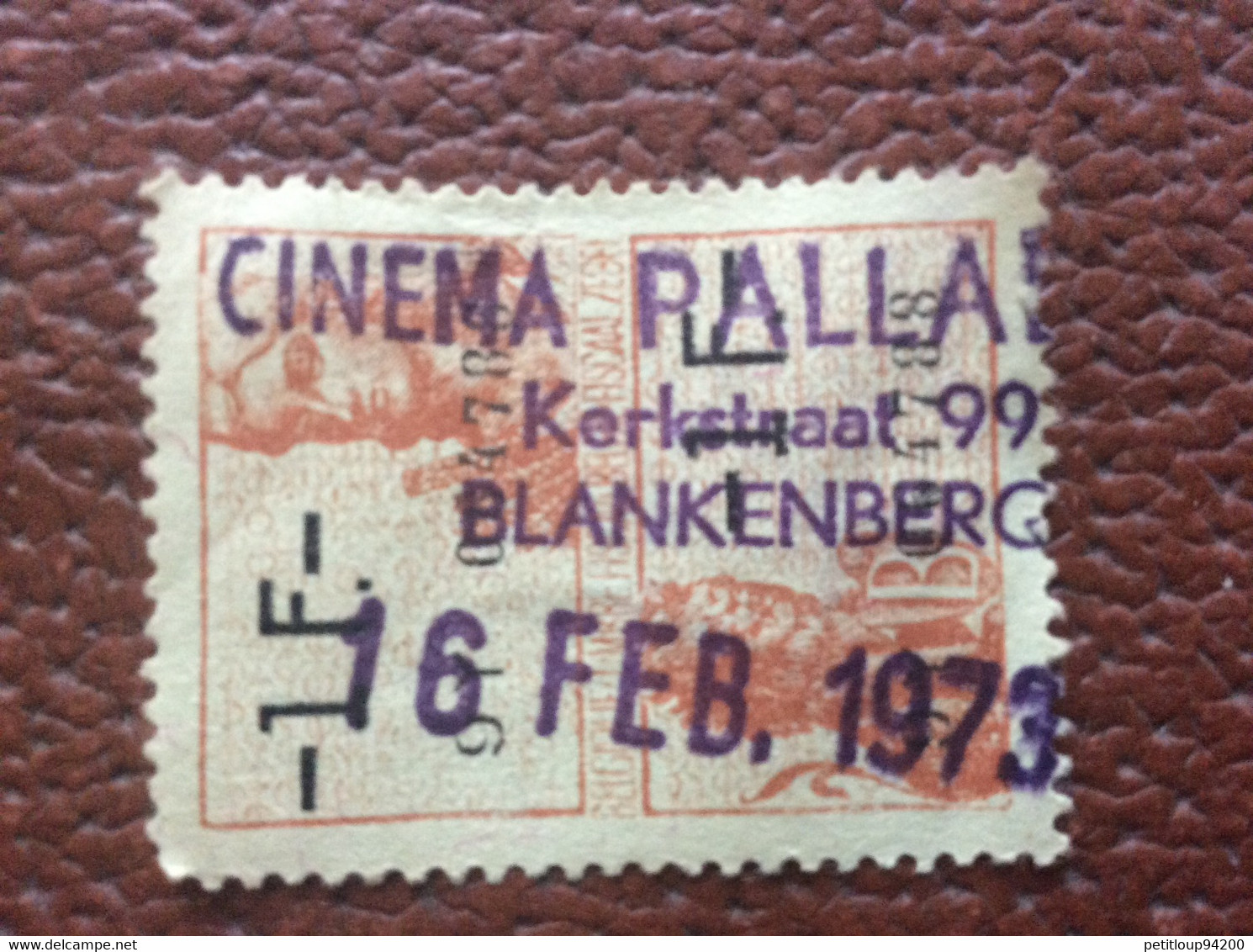 BELGIQUE  Timbre Fiscal 1 F  CINÉMA PALLADIUM  Février 1973 - Timbres