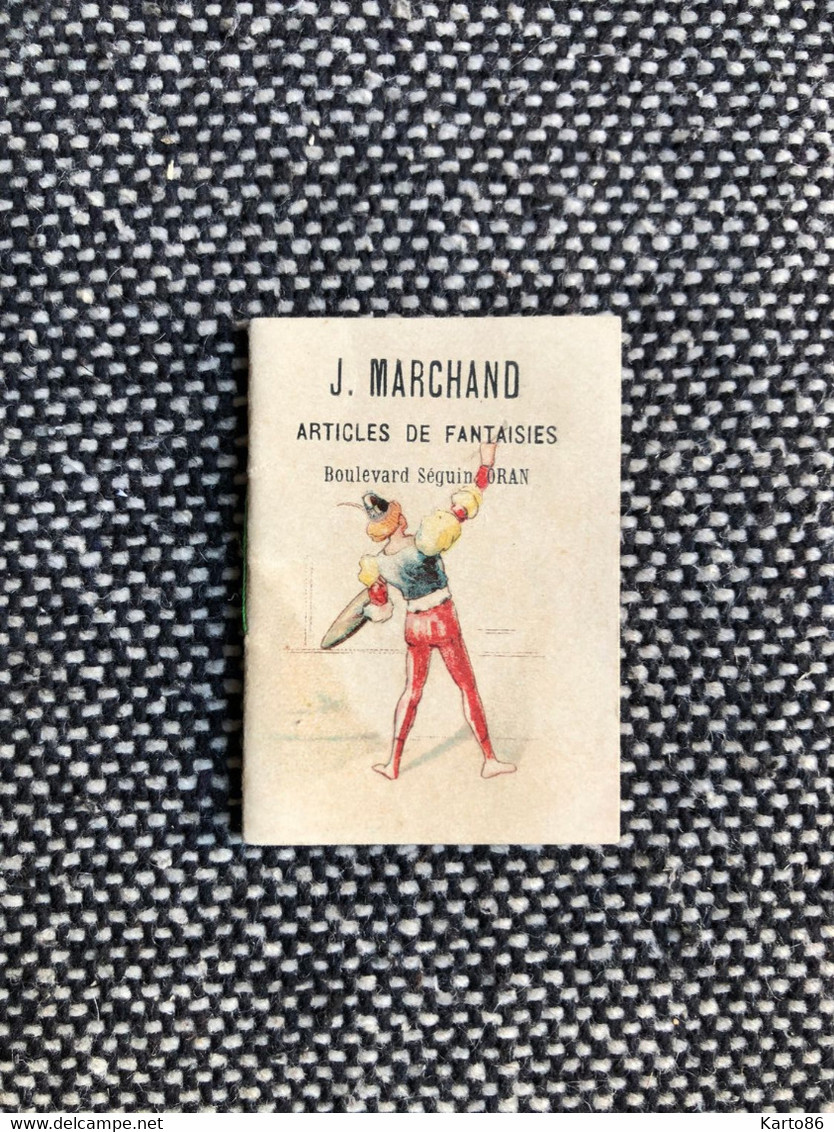 Petit Calendrier Ancien Publicitaire Illustrateur 1895 * J. MARCHAND Articles Fantaisies Bd Séguin à Oran Algérie - Formato Piccolo : ...-1900