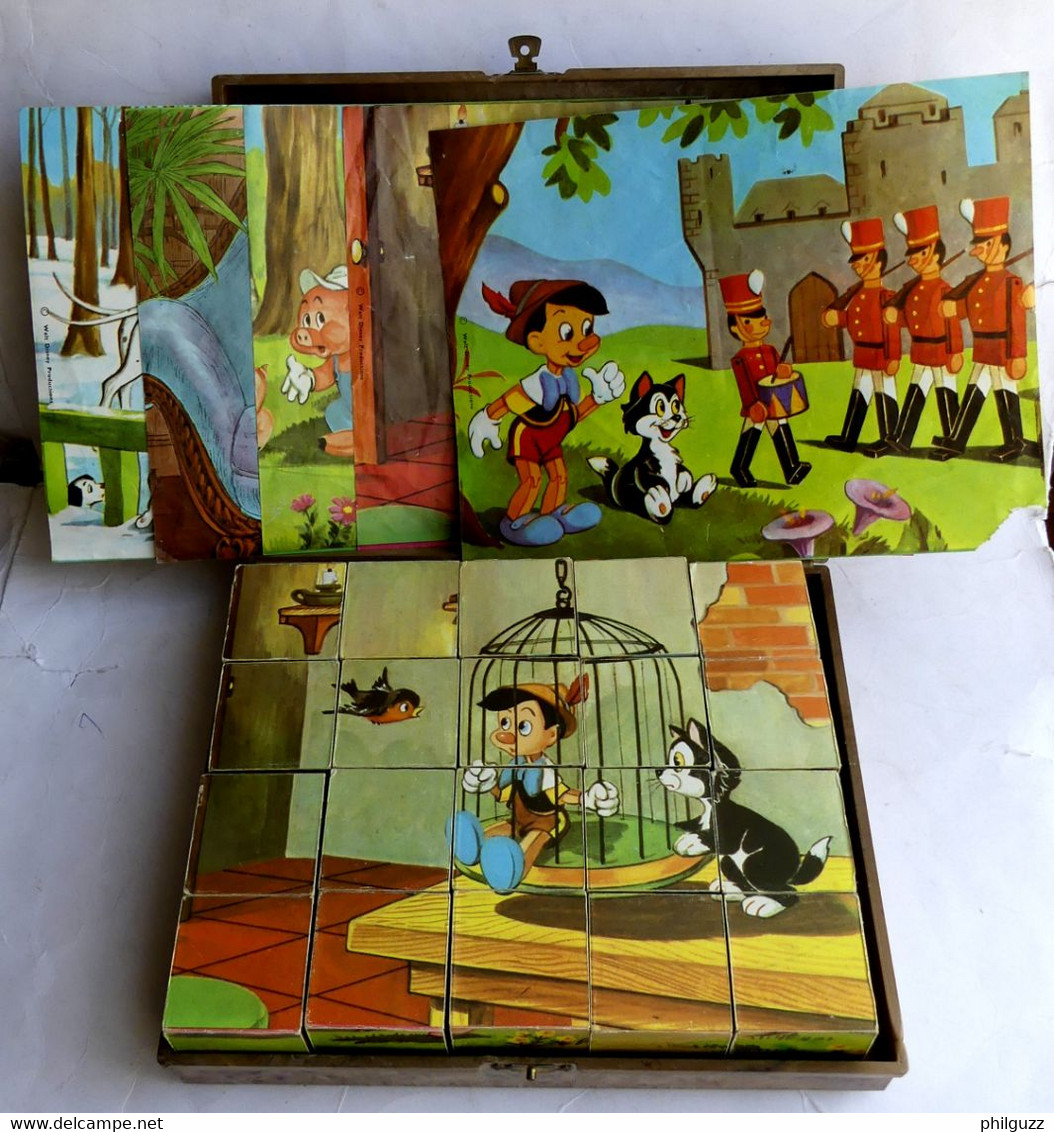 PUZZLE BOITE 20 JEU DE CUBES GARNIER WALT DISNEY LES 3 PETITS COCHONS PINOCHIO LES ARISTOCHATS 101 DALMATIENS 1 - Puzzels