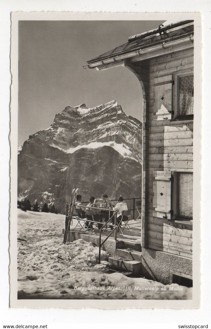 MOLLIS Ski Beggasthaus Alpenrösli Mullernalp Gel. 1941 Feldpost - Mollis