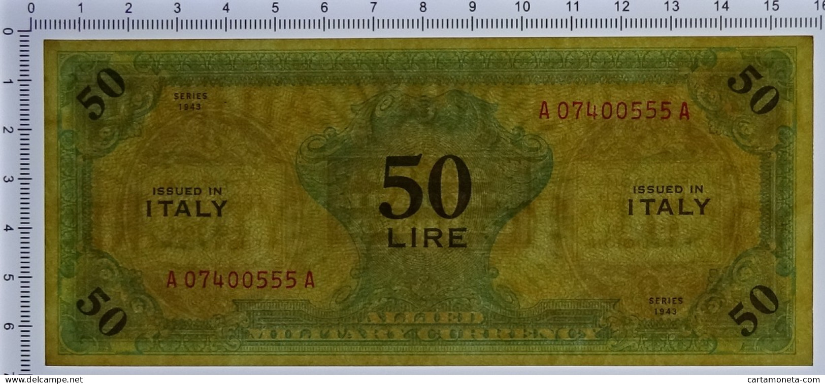 50 LIRE OCCUPAZIONE AMERICANA IN ITALIA MONOLINGUA BEP 1943 SUP - Occupation Alliés Seconde Guerre Mondiale