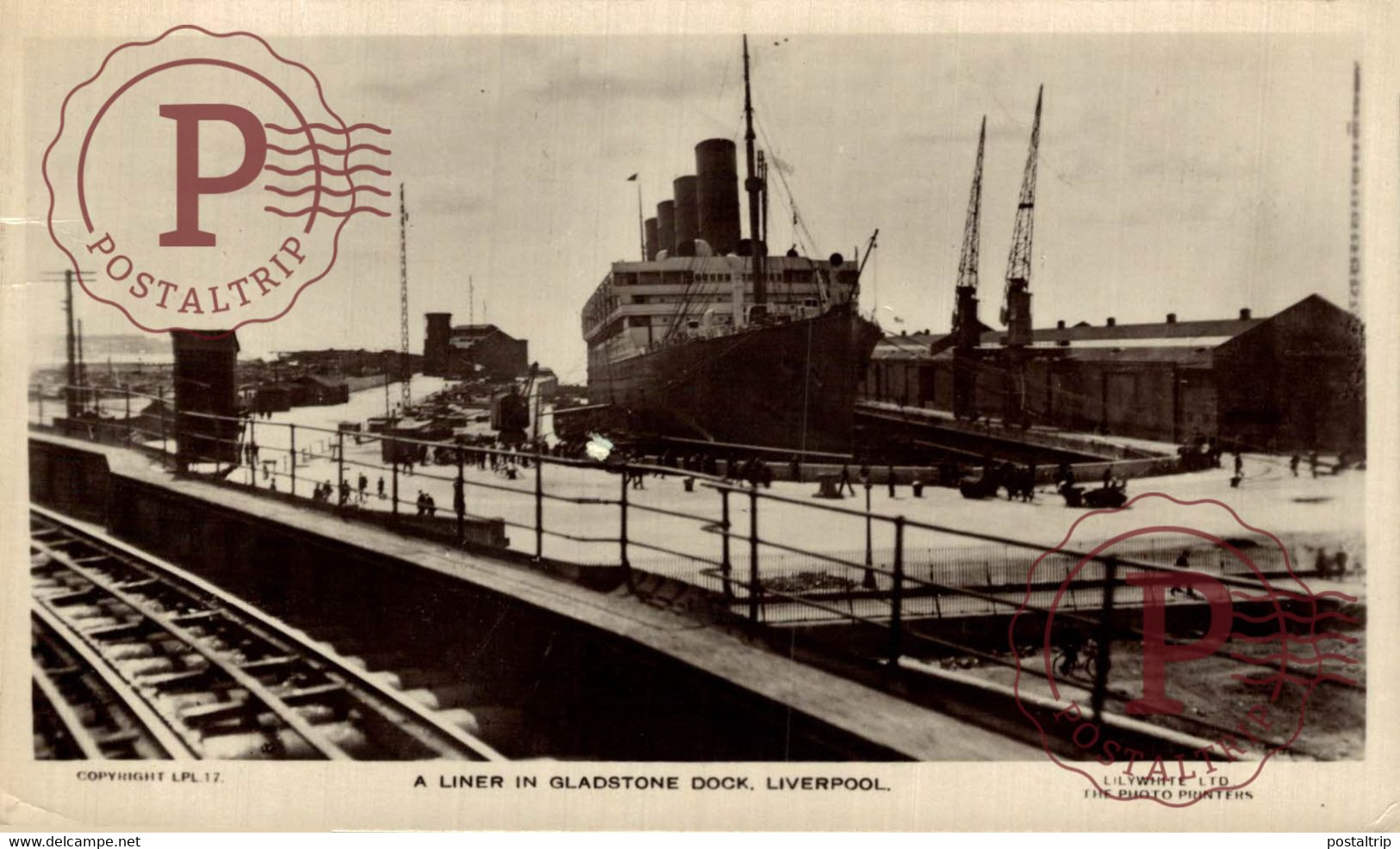 Liverpool, A LINER IN GLADSTONE DOCK AQUITANIA CUNARD LINE Lancashire - Steamers