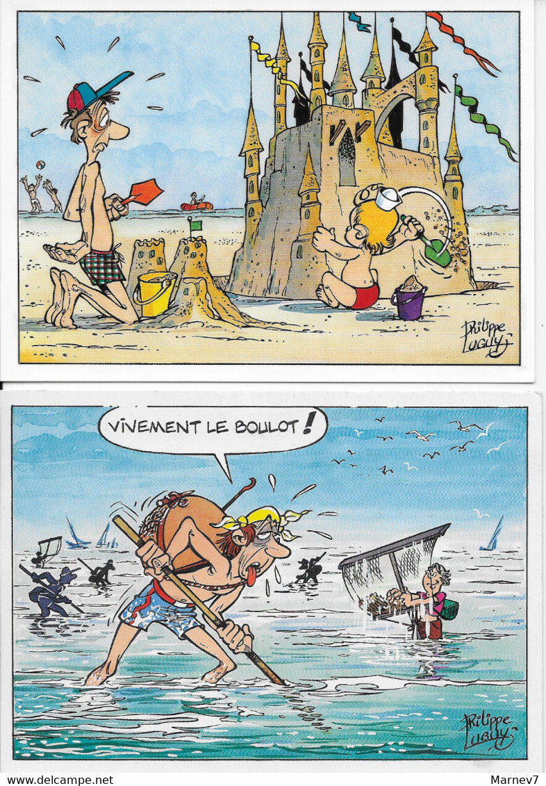 Humour - Humoristique - A La Mer Océan - 1997 - Illustrateur Philippe LUGUY - Vivement Le Boulot -  Pèche Château Sable - Humour
