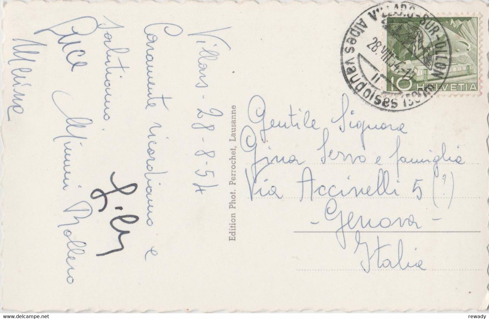 Villars-Chesieres - Mts Blanc Dts Du Midi / CPS AFE / Stamp / 1954 - Villars-les-Moines
