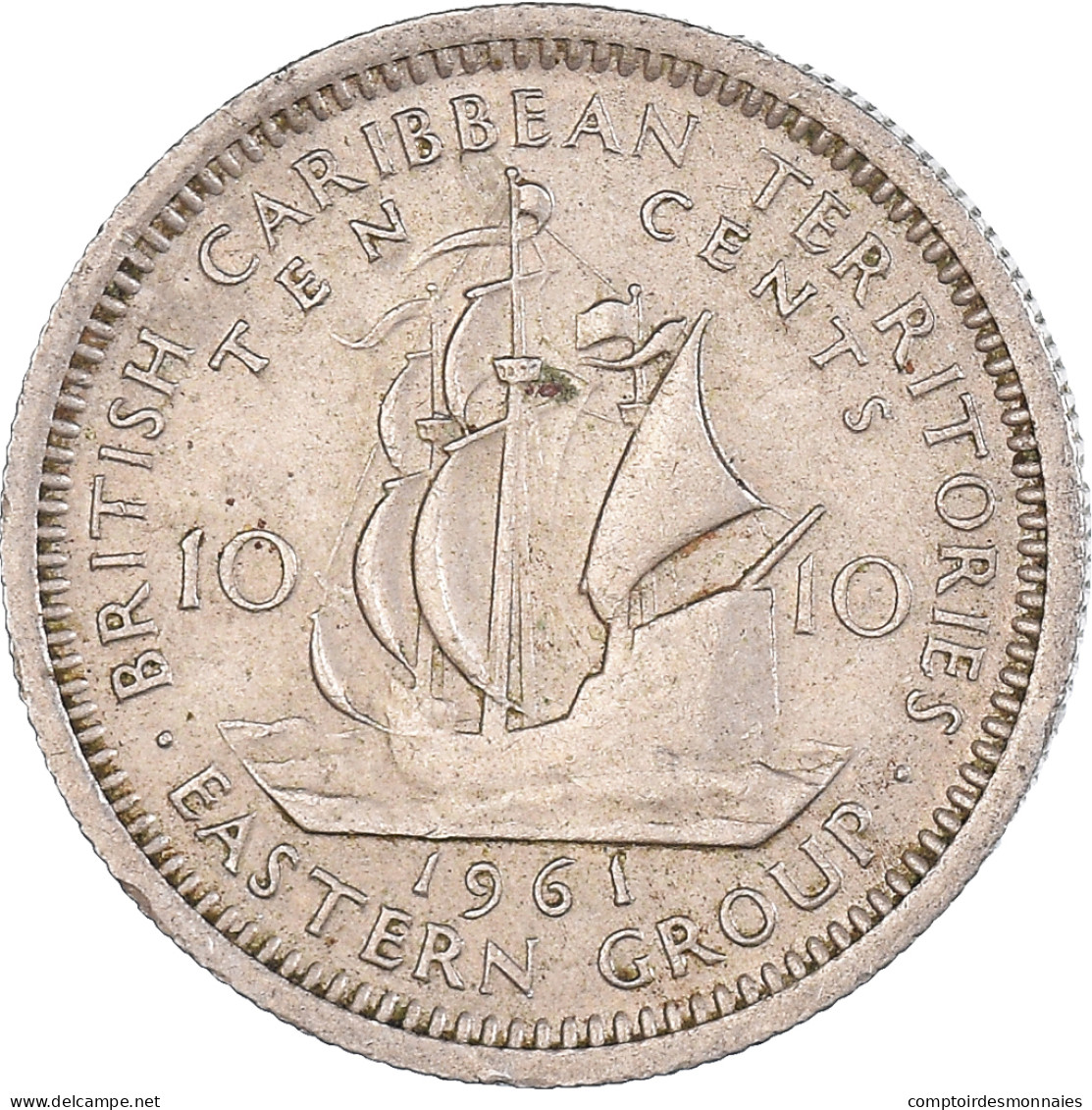 Monnaie, Etats Des Caraibes Orientales, 10 Cents, 1961 - Caraibi Britannici (Territori)