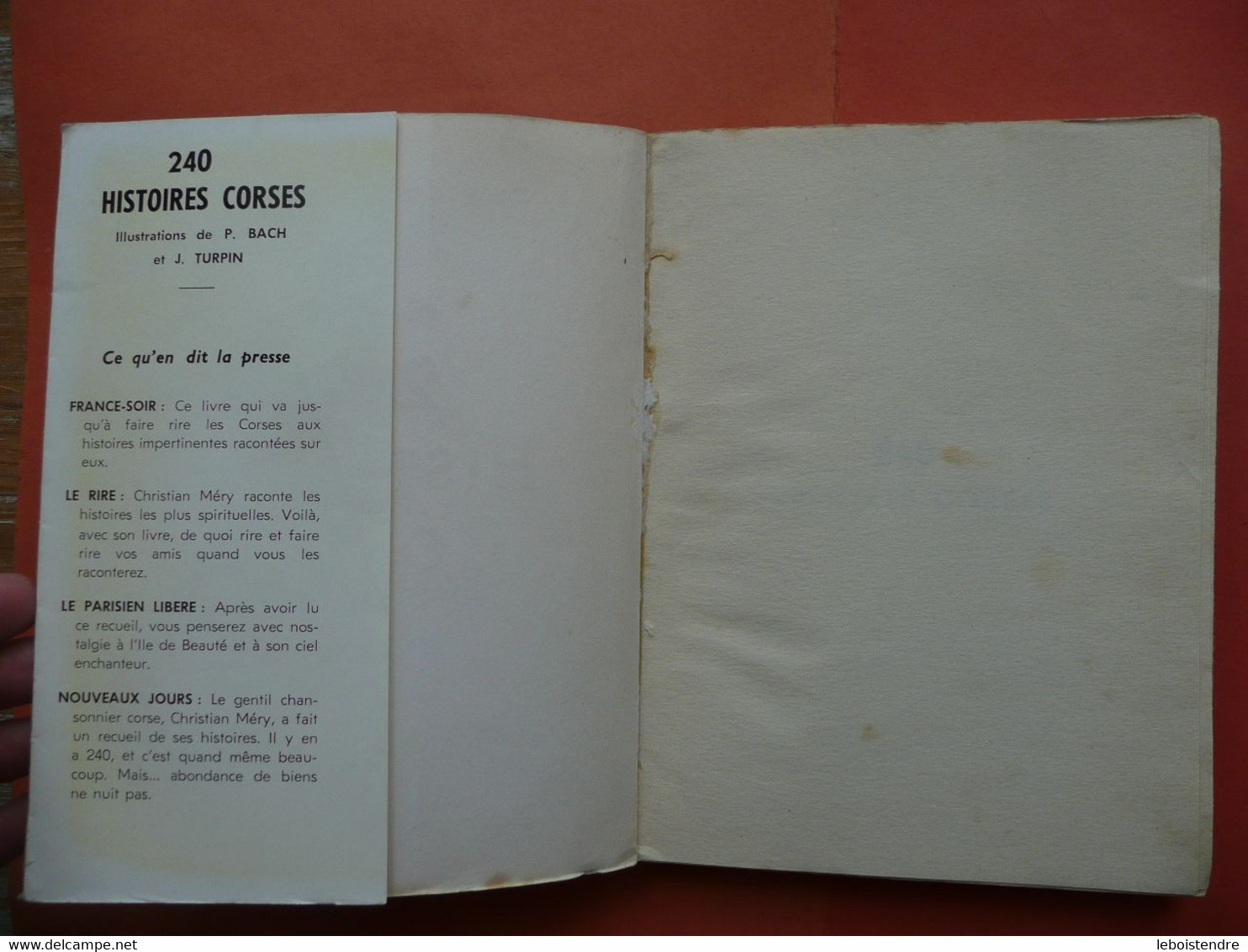 240 HISTOIRES CORSES CHRISTIAN MERY 1961 PRESENTEES PAR LOUIS LORENZI ILLUSTREES PAR JEAN TURPIN ET P. BACH ED. RABELAIS