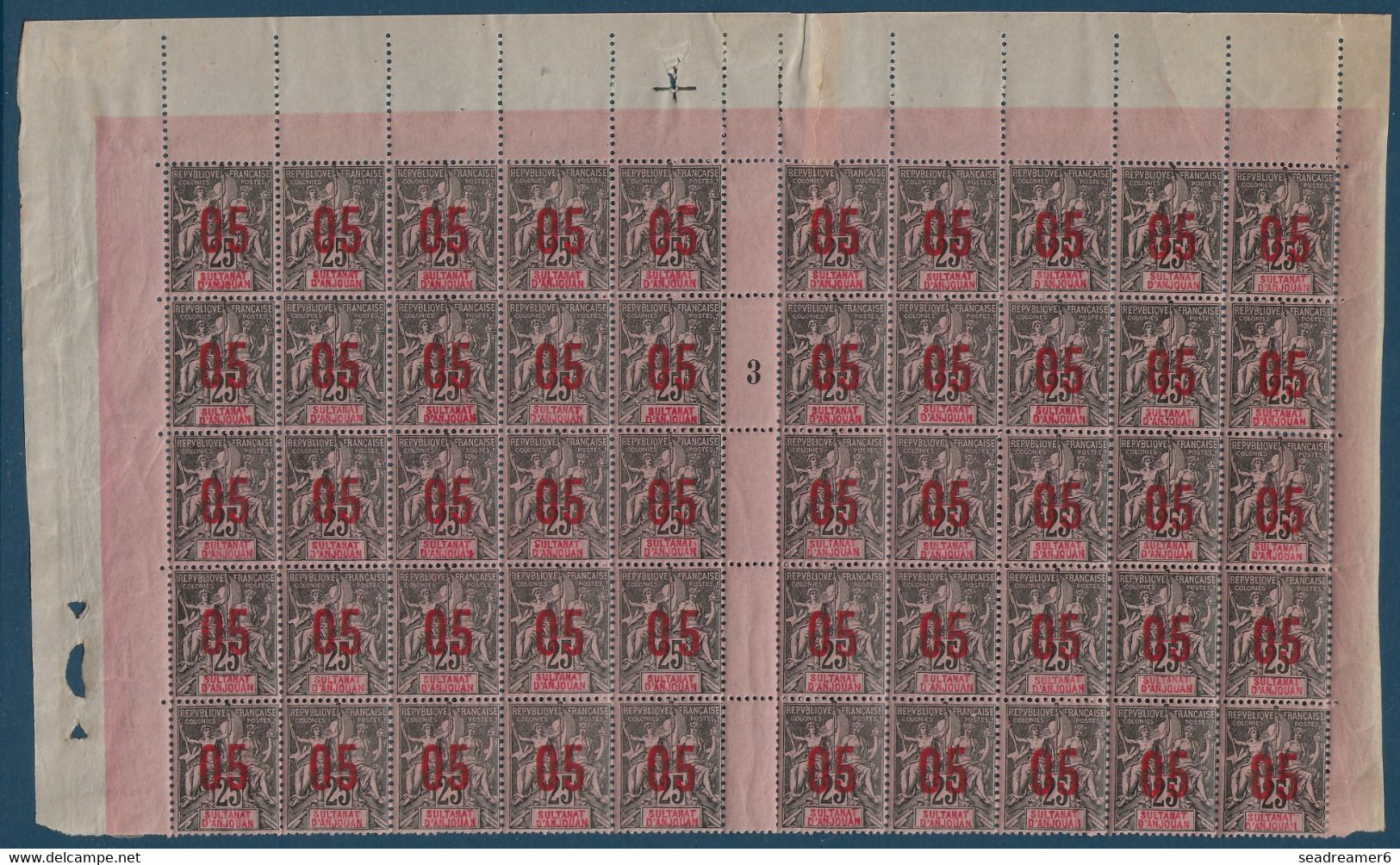 Colonies Groupe Anjouan Feuille Interpanneau N°24/24Aa**/* Millésime 3 Variétés :espacés, Grosse Tete Case 5 10 & 35 TTB - Nuovi