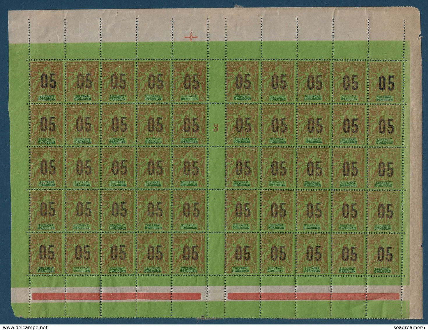 Colonies Groupe Anjouan Feuille Interpanneau N°23/23Aa**/* Millésime 3 Variétés :espacés,case 10 & 35 TTB - Ongebruikt