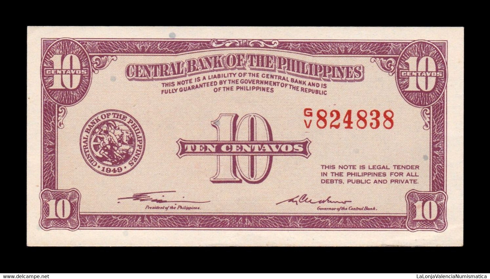 Filipinas Philippines 10 Centavos ND (1949) Pick 127 T.838 MBC/EBC VF/XF - Philippines