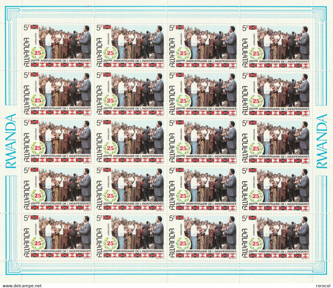 RWANDA COB N° 1300A Feuille De 20 Timbre Non émis LUXE MNH Cote 2 000€ - Unused Stamps