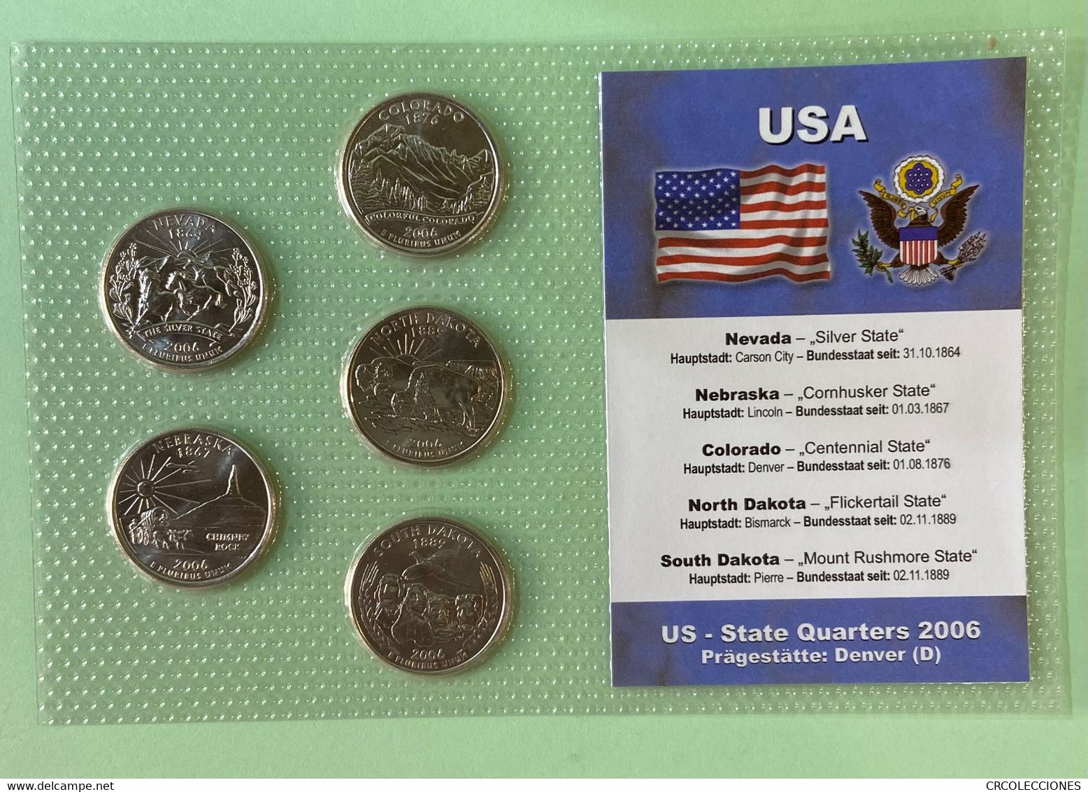 CRC0139 CARTERA 5 MONEDAS EEUU 2006 QUARTERS 15 - Colecciones