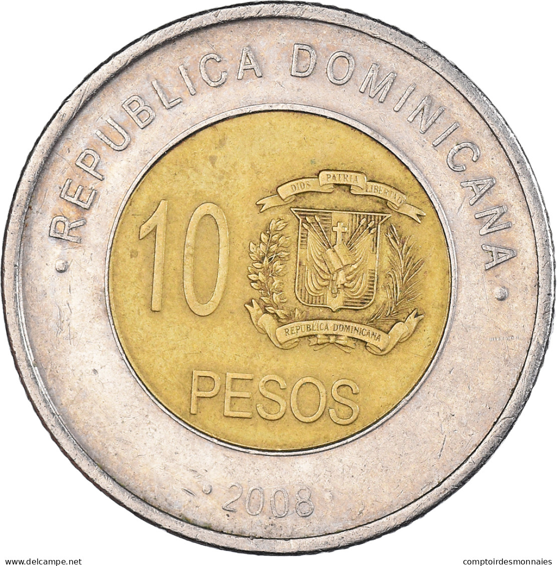 Monnaie, République Dominicaine, 10 Pesos, 2008 - Dominikanische Rep.
