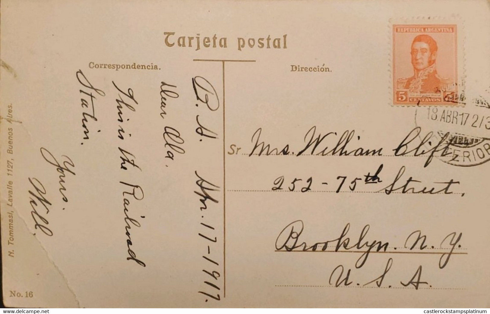 M) 1912, ARGENTINA, POSTCARD, FROM BAHIA BLANCA ARGENTINA TO THE UNITED STATES, STAMP OF THE FIRST PAN AMERICAN POSTAL C - Gebruikt