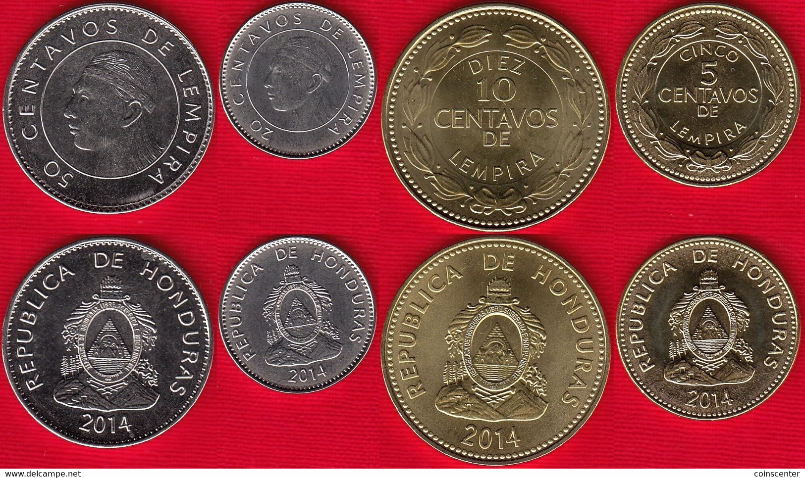 Honduras Set Of 4 Coins: 5 - 50 Centavos 2014 UNC - Honduras