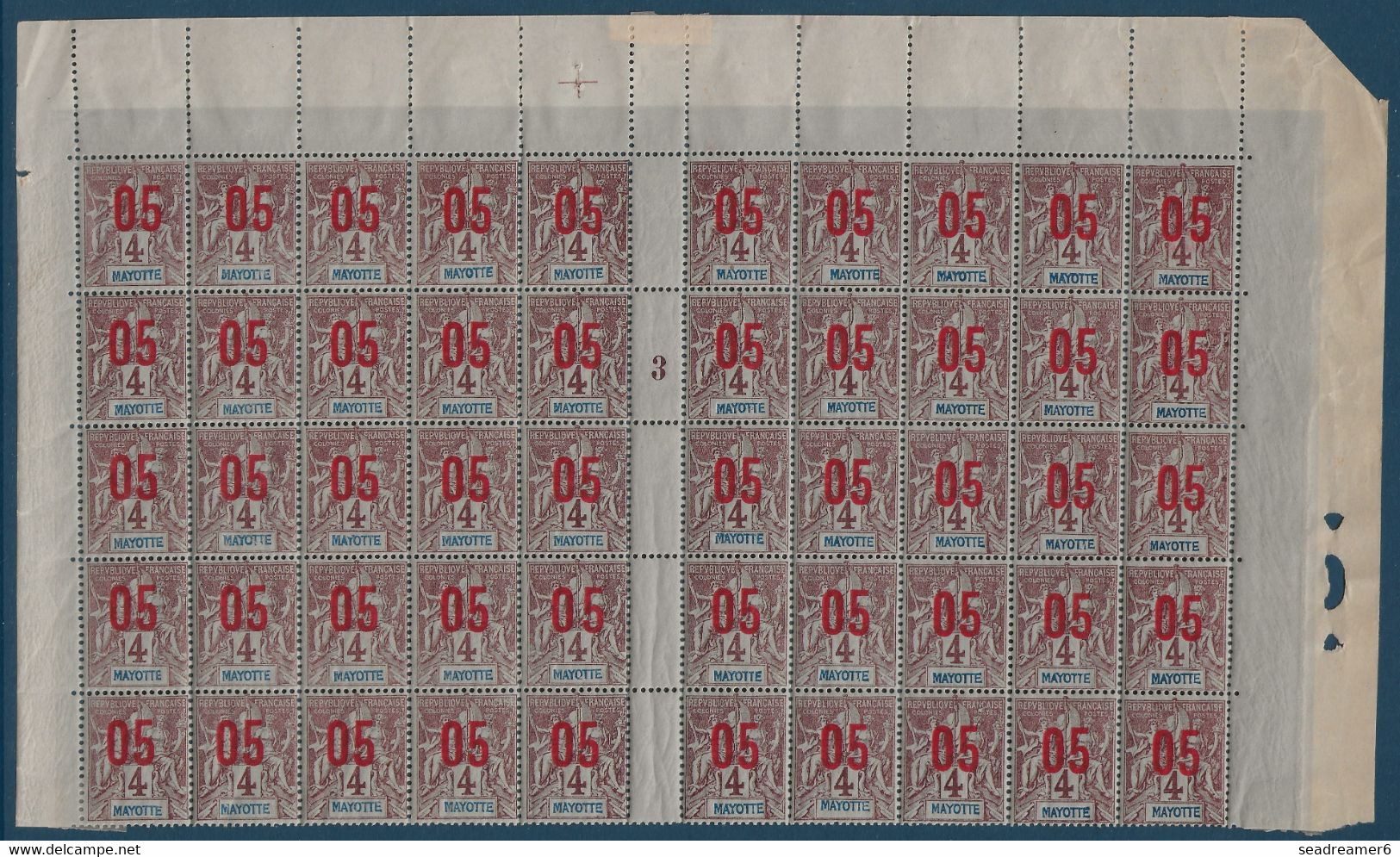 Colonies Type Groupe Mayotte Feuille Interpanneau Millésime 3 N°22/22Aa**/* 2 Variétés 0 & 5 Espacés Case 10 & 35 TTB - Unused Stamps