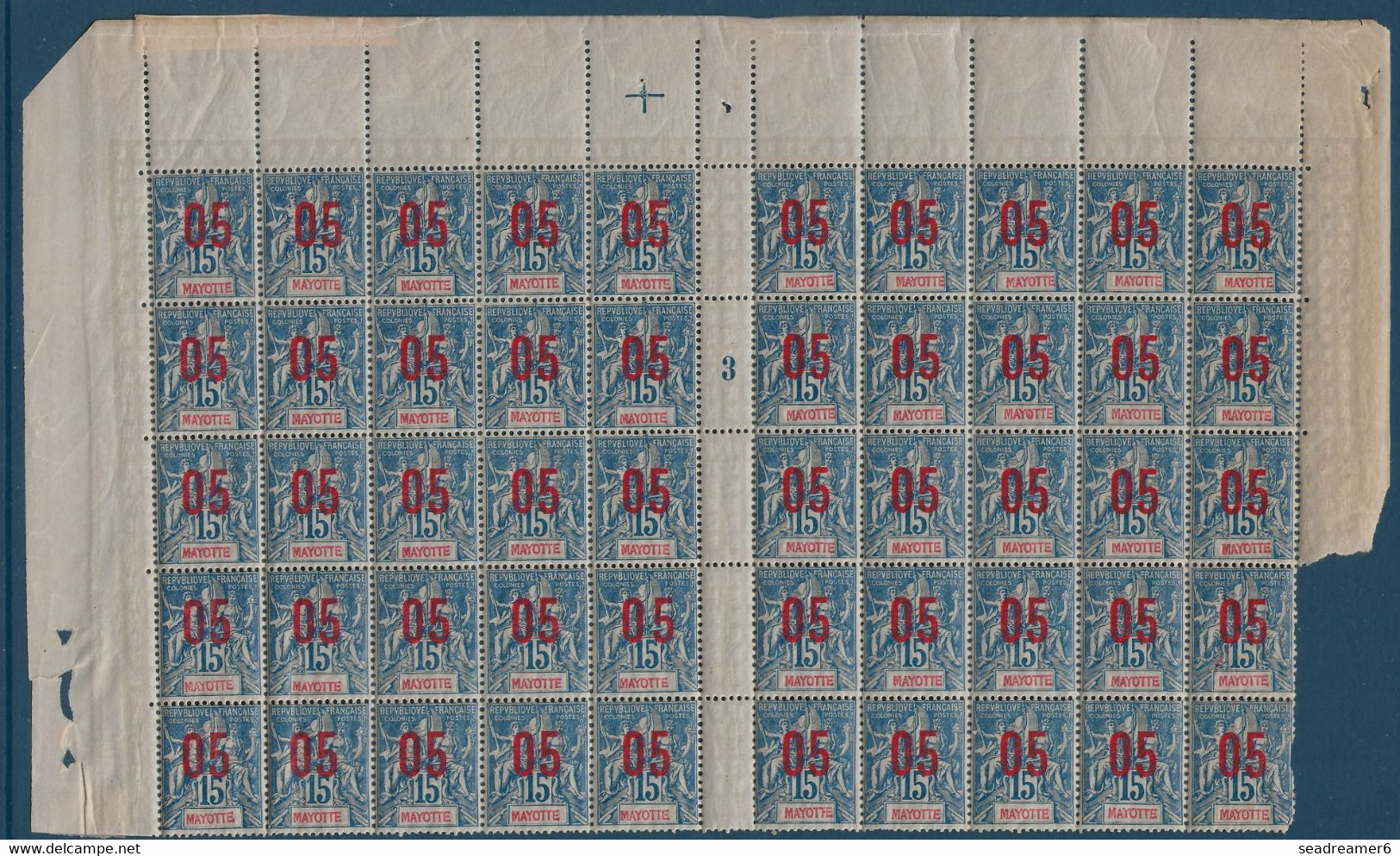 Colonies Groupe Mayotte Feuille Interpanneau Millésime 3 N°23/23Aa**/* Variétés Espacés 0 & 5 Grosse Tete Case 5, 10 &35 - Unused Stamps