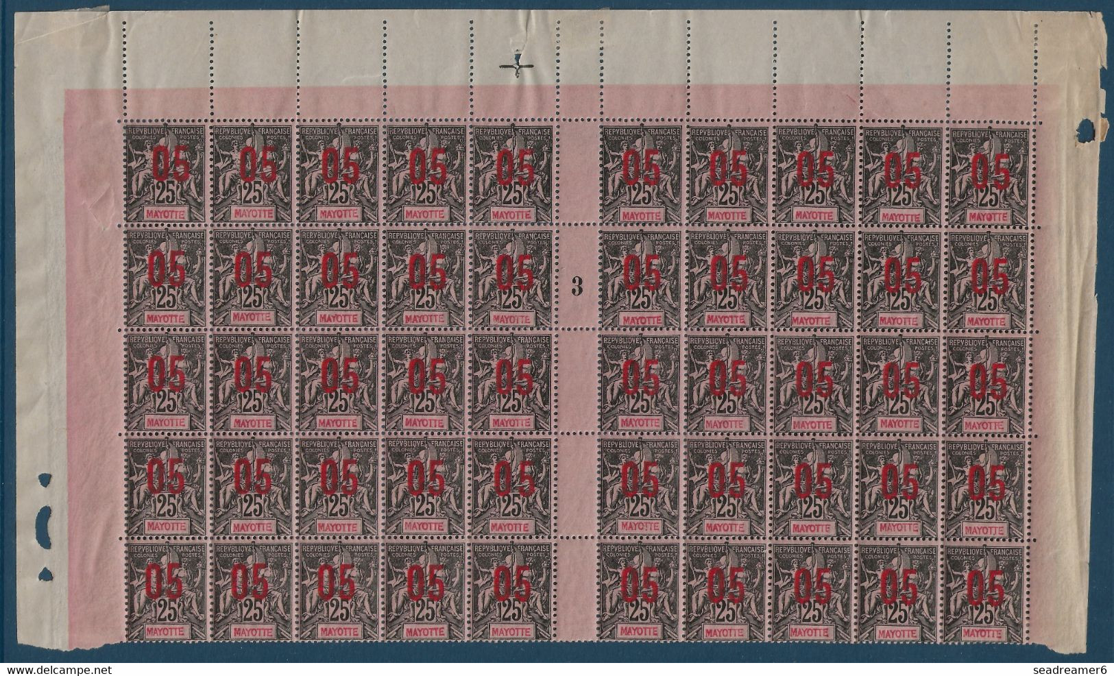 Colonies Groupe Mayotte Feuille Interpanneau Millésime 3 N°25/25Aa**/* Variétés Espacés 0 & 5 Grosse Tete Case 5, 10 &35 - Neufs