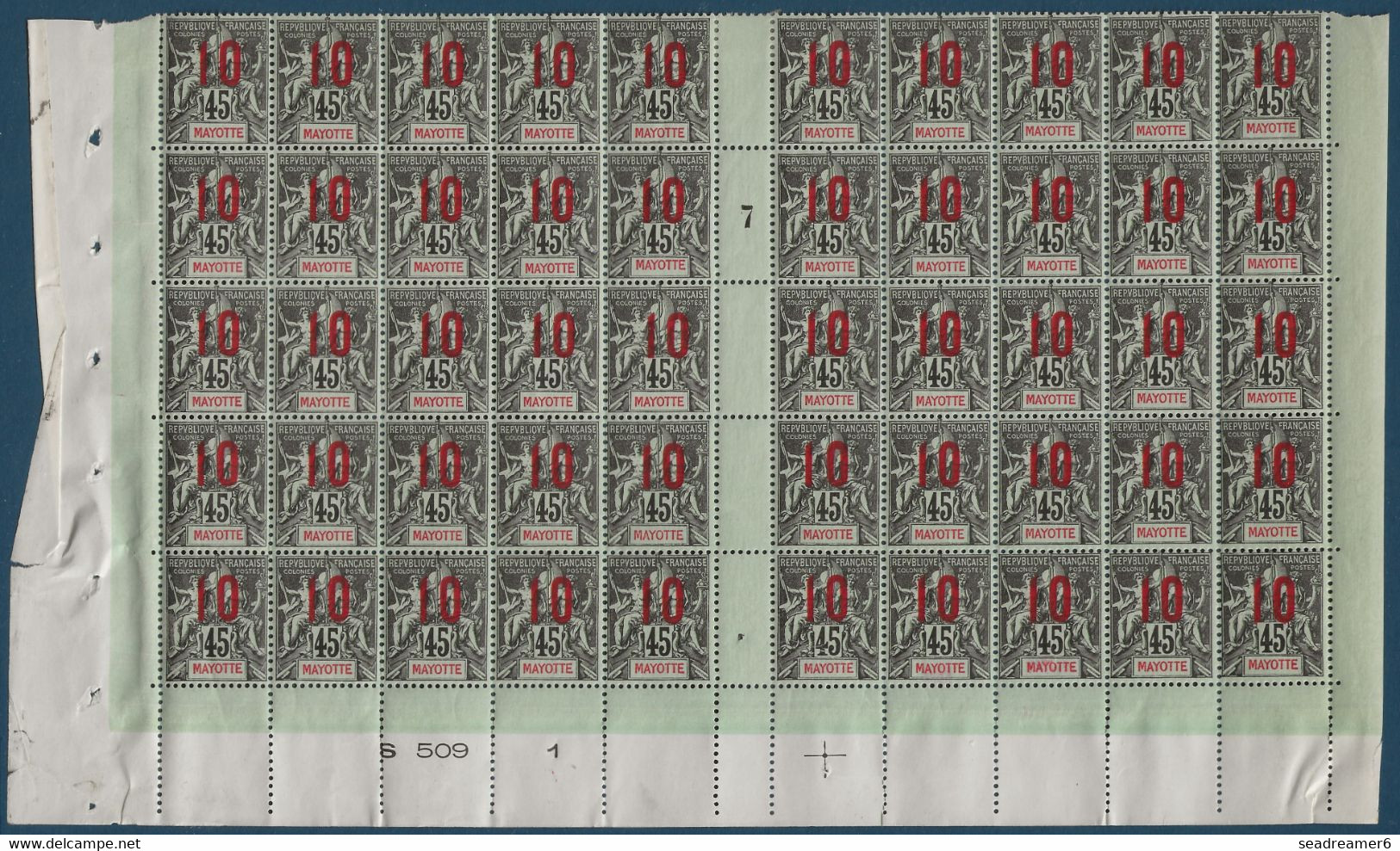 Colonies Type Groupe Mayotte Feuille Interpanneau Millésime 7 N°28/28Aa**/* Variétés Espacés 1 & 0 Case 36 TTB - Unused Stamps