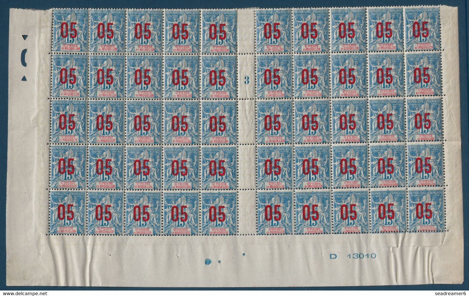 Colonies Type Groupe St Pierre & Miquelon Feuille Interpanneau Millésime 3 N°96/96Aa**/* Variétés 0 & 5 Espacés Case 5 - Nuevos