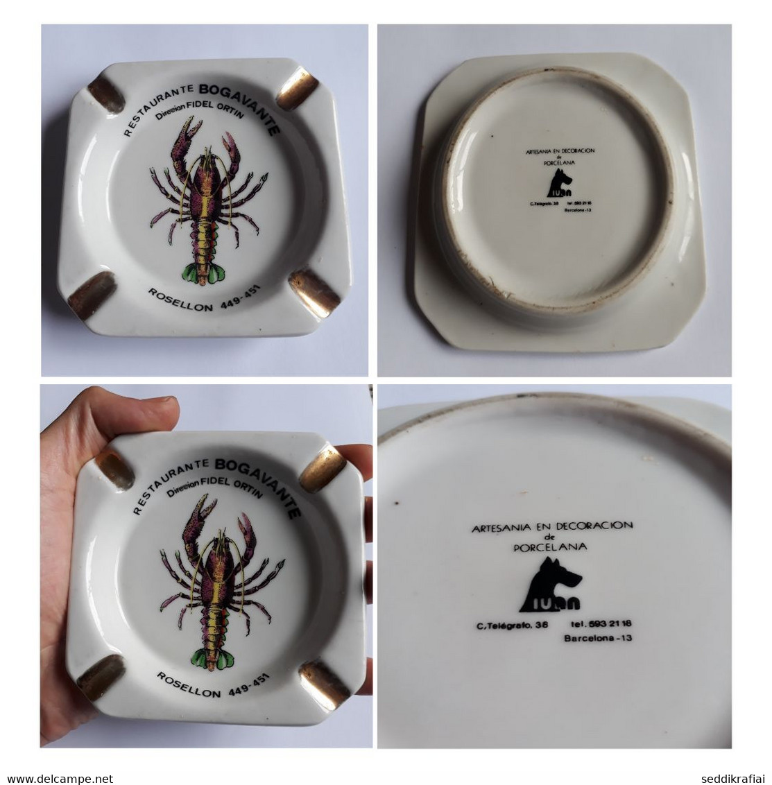 Ashtray Crafts In Porcelain Decoration Tabacco Barcelona Bogavante Made In Spain - Porcelain