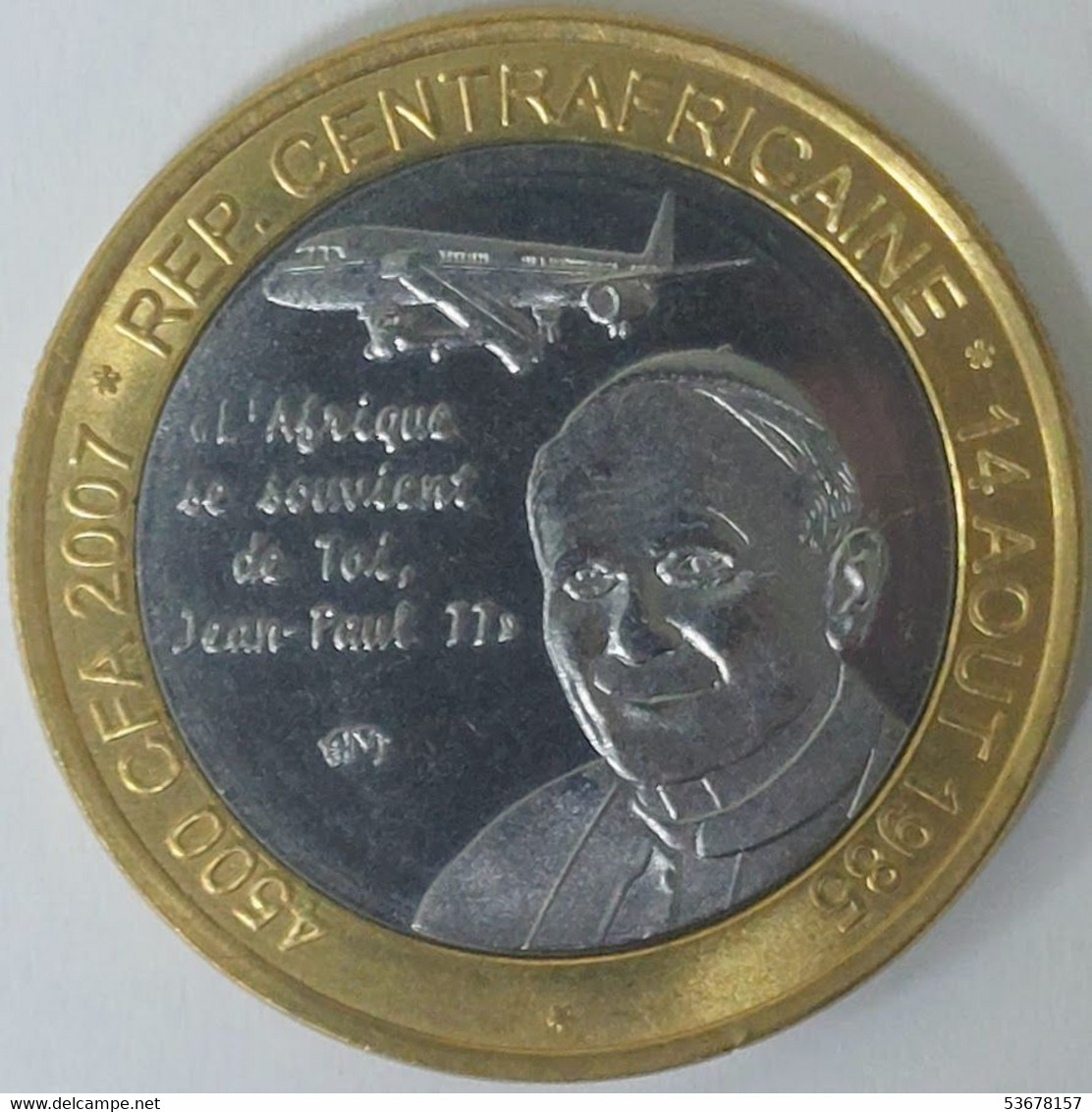 Central African Republic - 4500 CFA Francs (3 Africa), 2007, Pope John Paul II, X# 13 (Fantasy Coin) (1242) - Zentralafrik. Republik