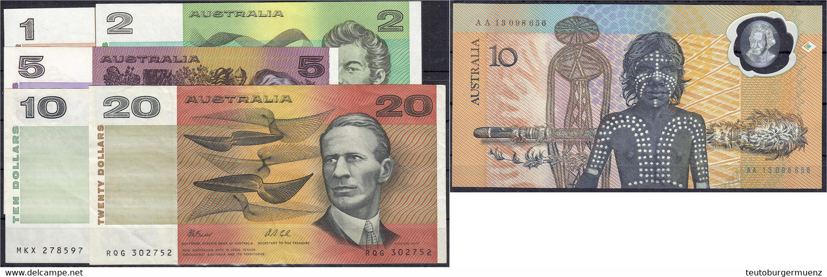 6 Scheine Zu 1, 2, 5, 10 U. 20 Dollar O.D. (1974-1994) Und 10 Dollar Commemorative Note In Originalverpackung. I Bis II- - Other & Unclassified