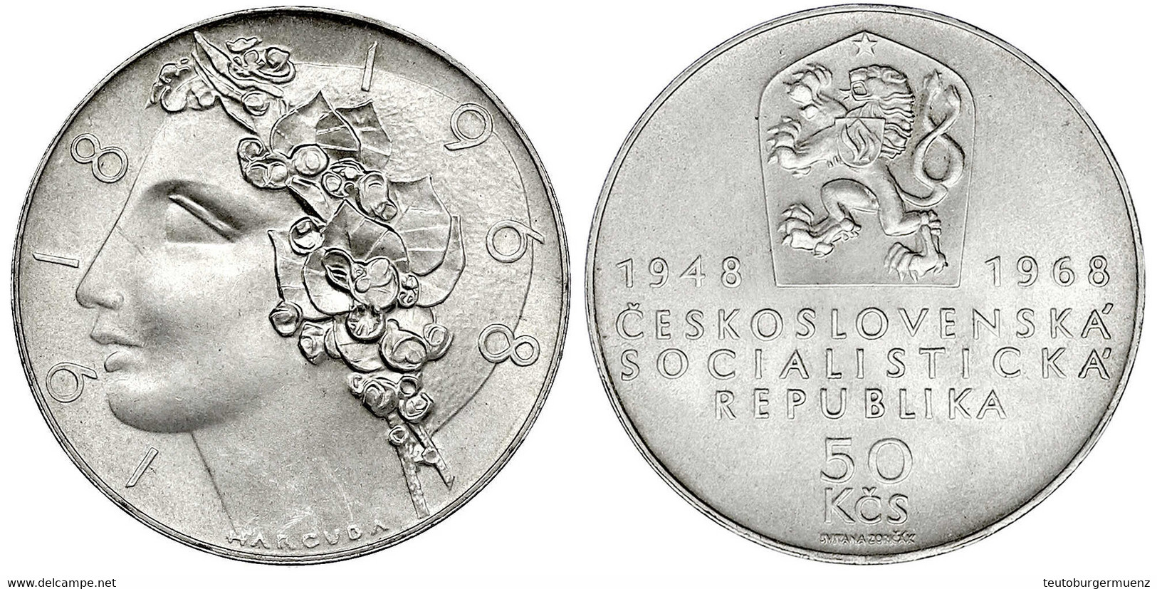50 Kronen 1968. 50 Jahre Tschechoslowakei Und 20 J. Republik. Fast Stempelglanz. Schön 69. Krause/Mishler 65. - Czechoslovakia