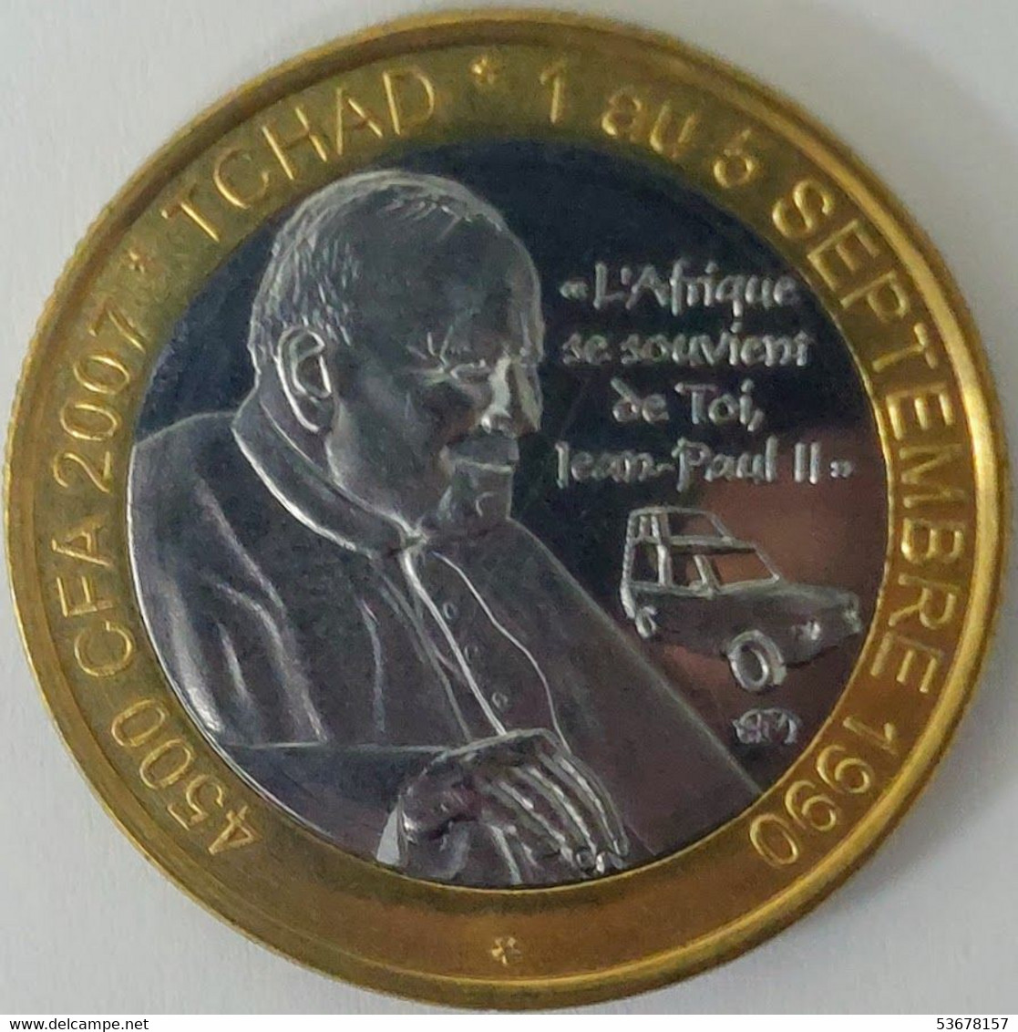 Chad - 4500 CFA Francs (3 Africa), 2007, Pope John Paul II, X# 28 (Fantasy Coin) (1245) - Repubblica Centroafricana