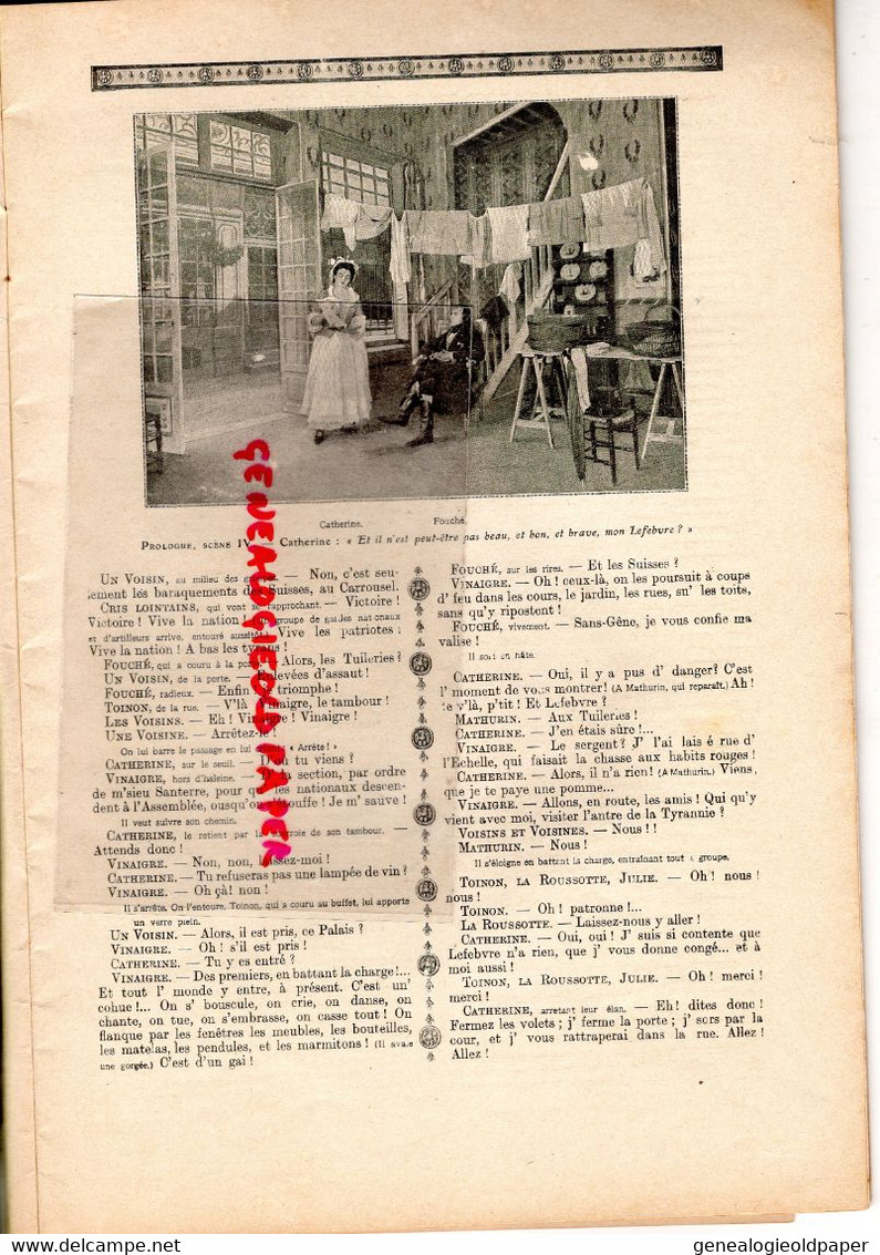 75- PARIS- 1ERE REPRESENTATION MADAME SANS GENE VAUDEVILLE -27 OCTOBRE 1893-SARDOU-MOREAU-THEATRE REJANE-DUQUESNE-CANDE