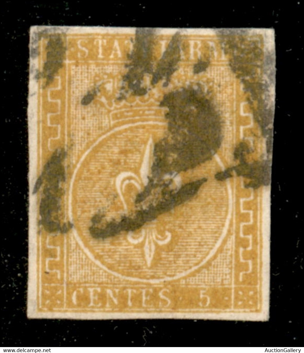 Parma - 1853 - 5 Cent (6) Annullato In Arrivo A Milano (P.L.1D.) - Diena + Cert. AG - Autres & Non Classés