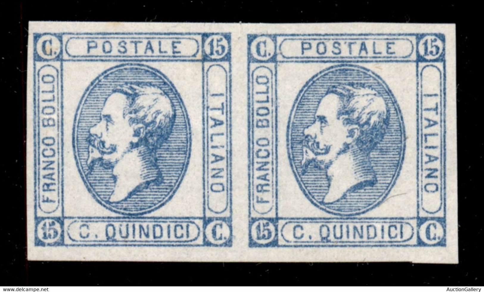 Vittorio Emanuele II - 1863 - Resti Di Stampa - 15 Cent Litografico (12 - Celeste Chiaro) - Coppia Orizzontale - Senza G - Other & Unclassified