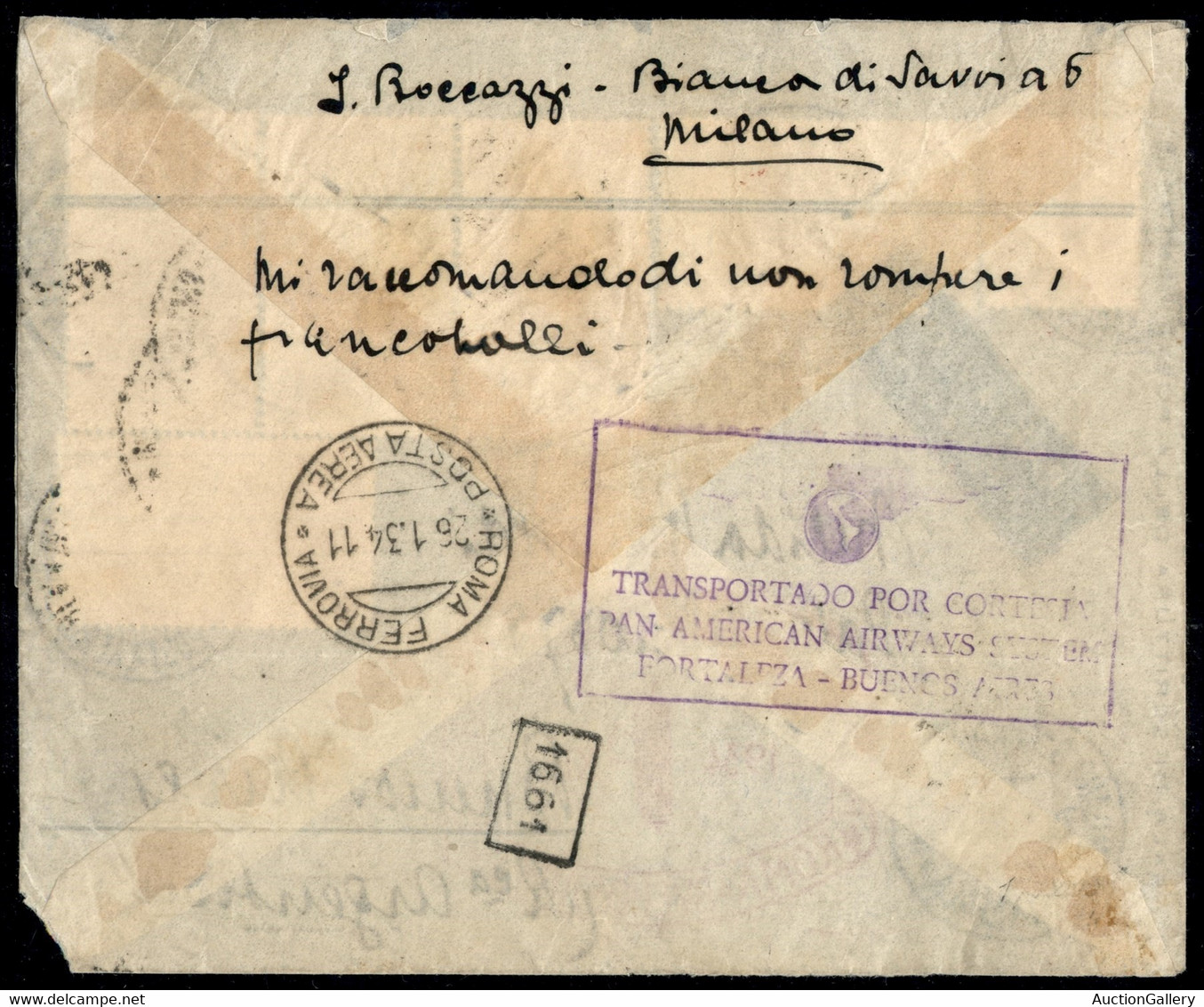 Aerogrammi - 1934 (25 Gennaio) - Roma Buenos Aires - Aerogramma Da Milano Con Affrancatura Multipla - 5 Lire (58 Aerea)  - Other & Unclassified